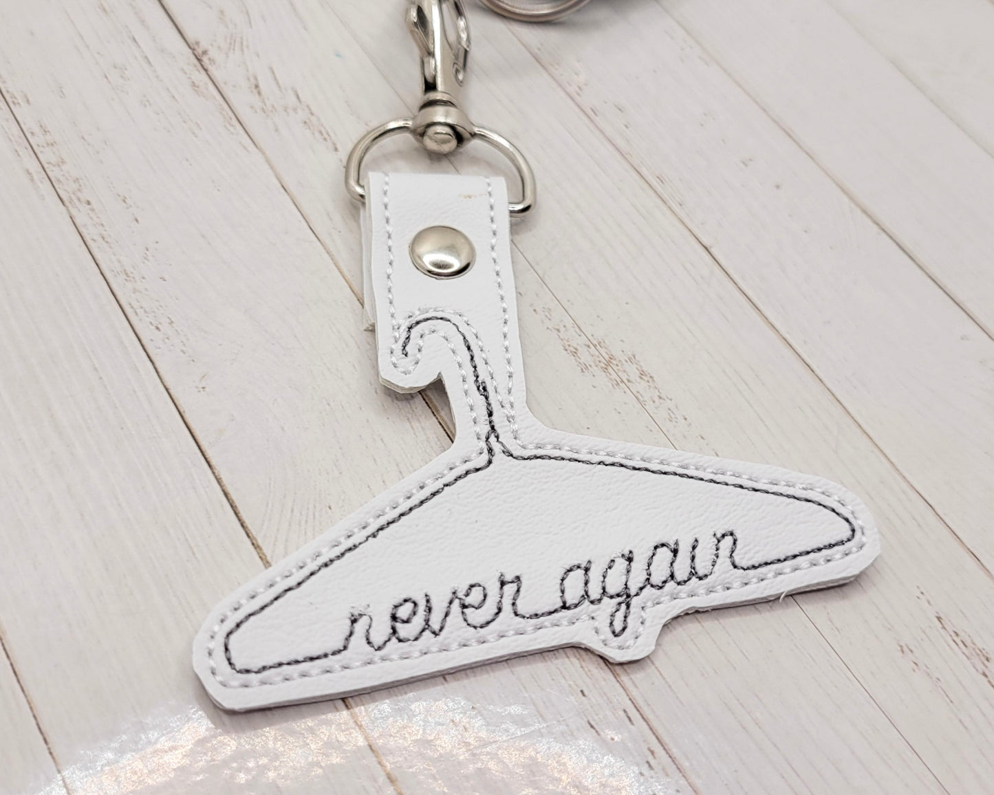 Never Again Metal Hanger Key Tag