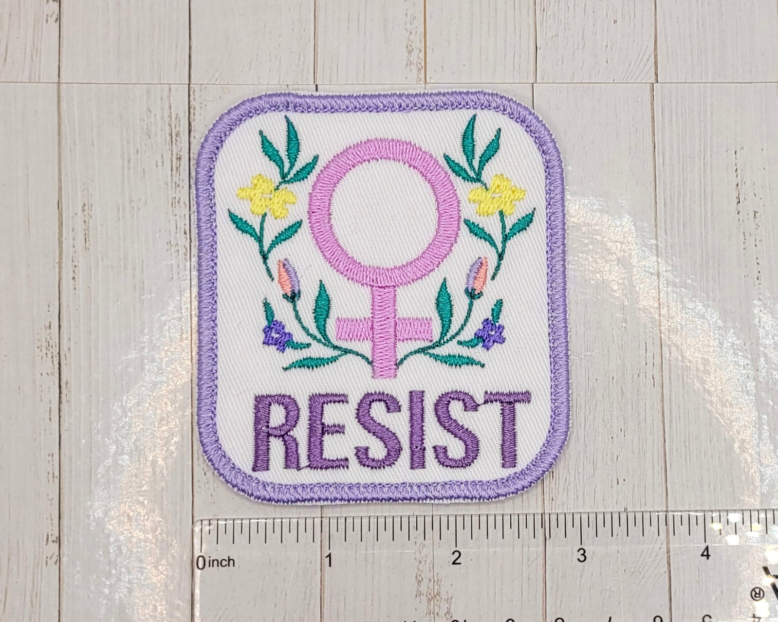Floral Resist Embroidered Patch