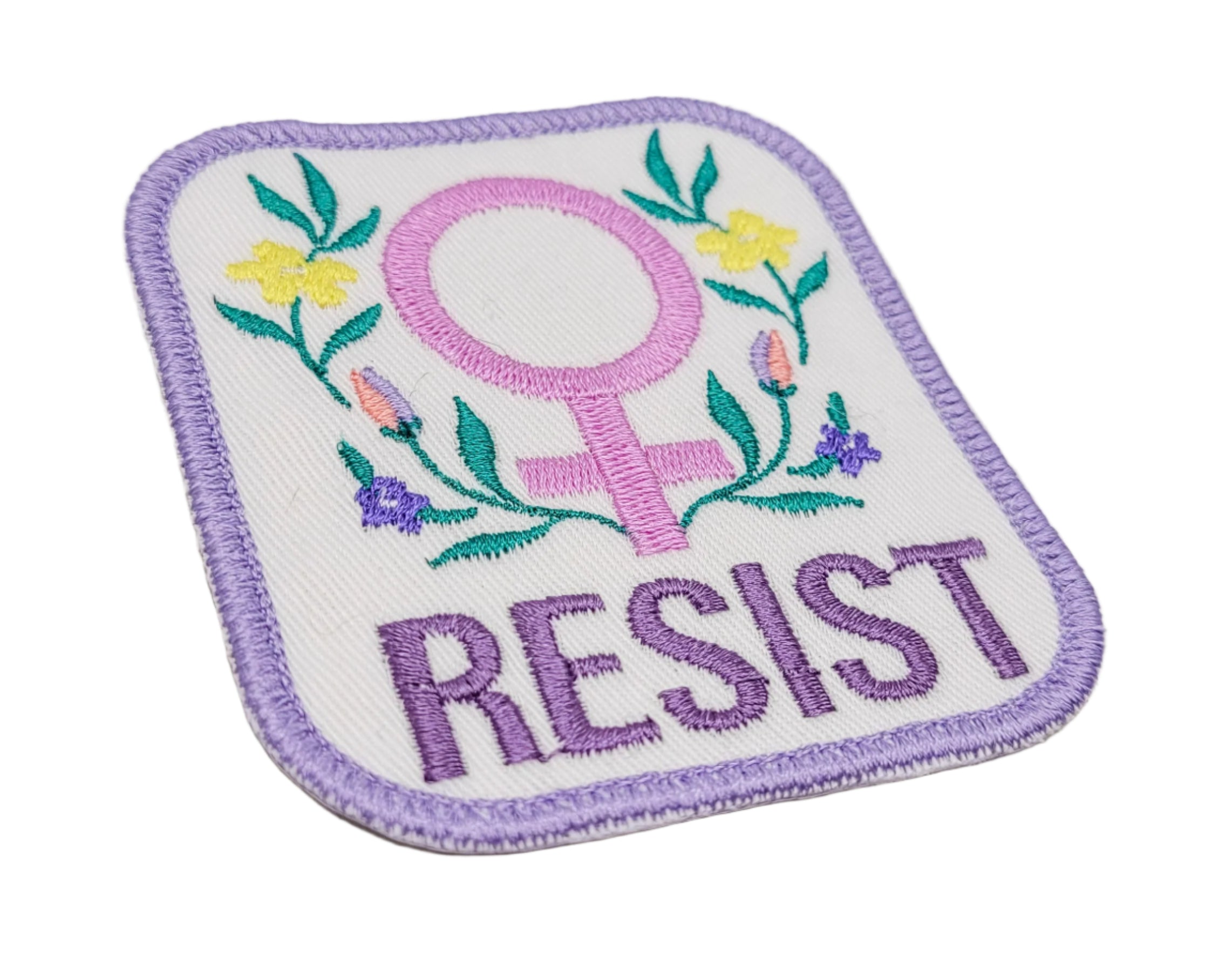 Floral Resist Embroidered Patch