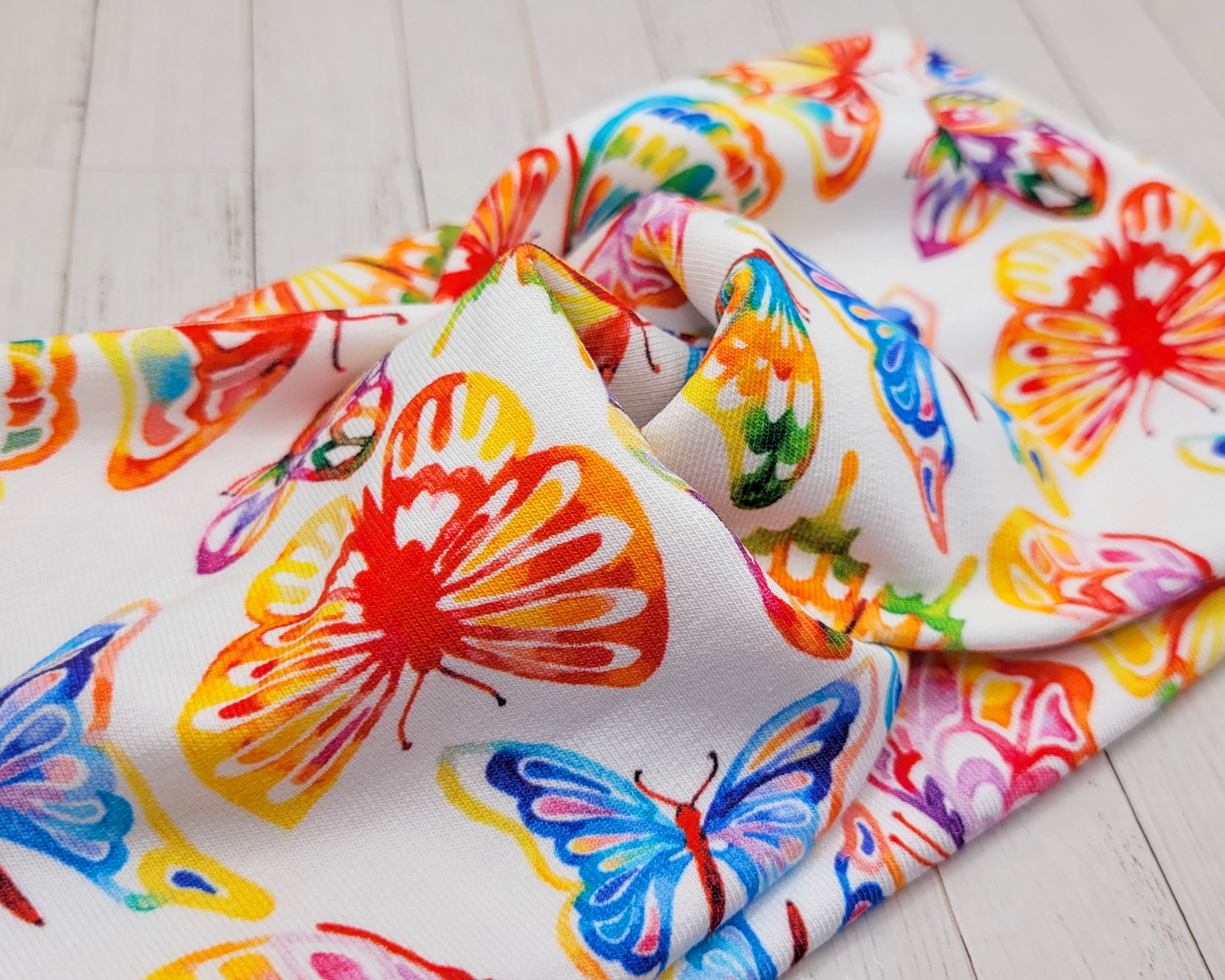 Rainbow Butterflies French Terry Stretch Knit Headband