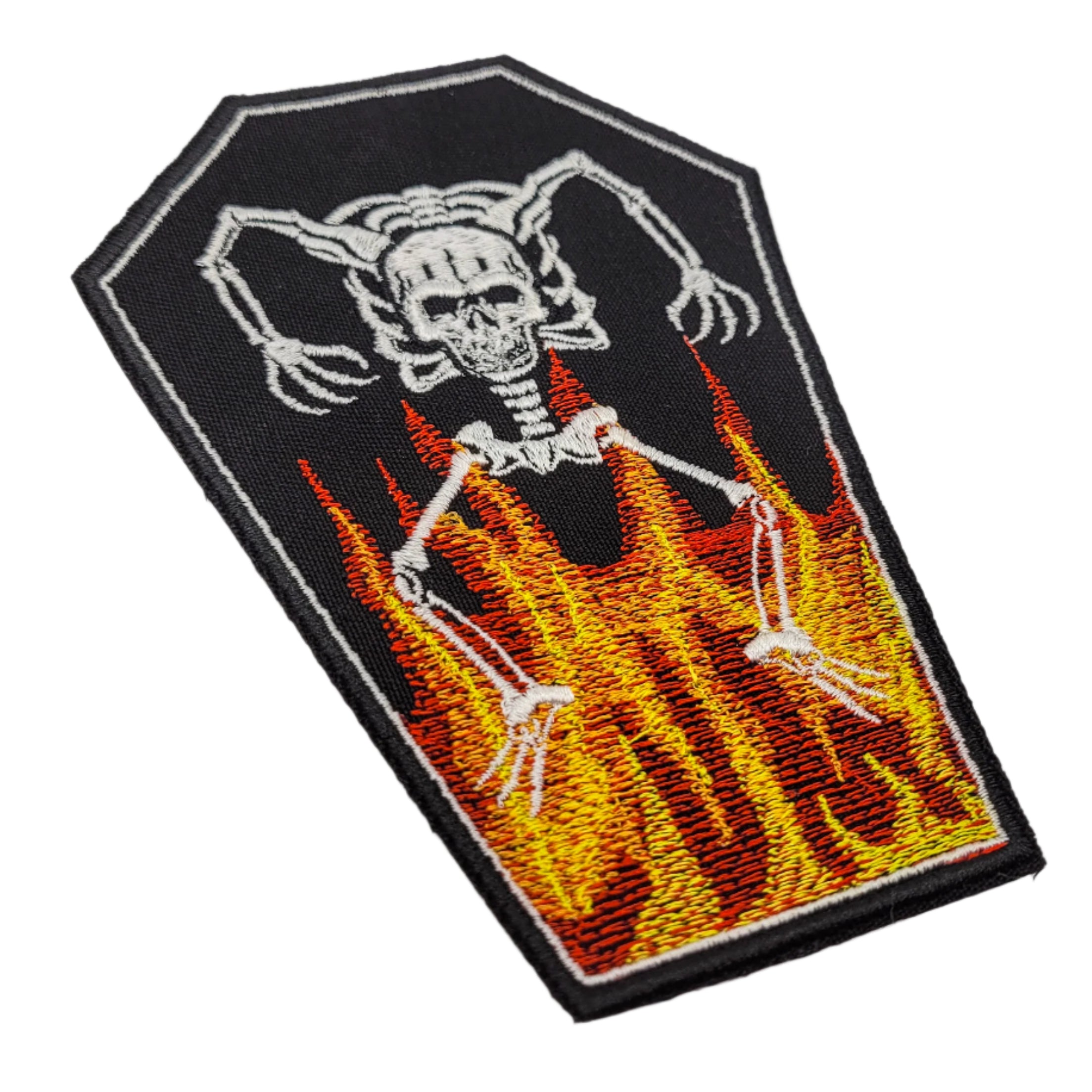 Dancing Skeleton Coffin Embroidered Patch