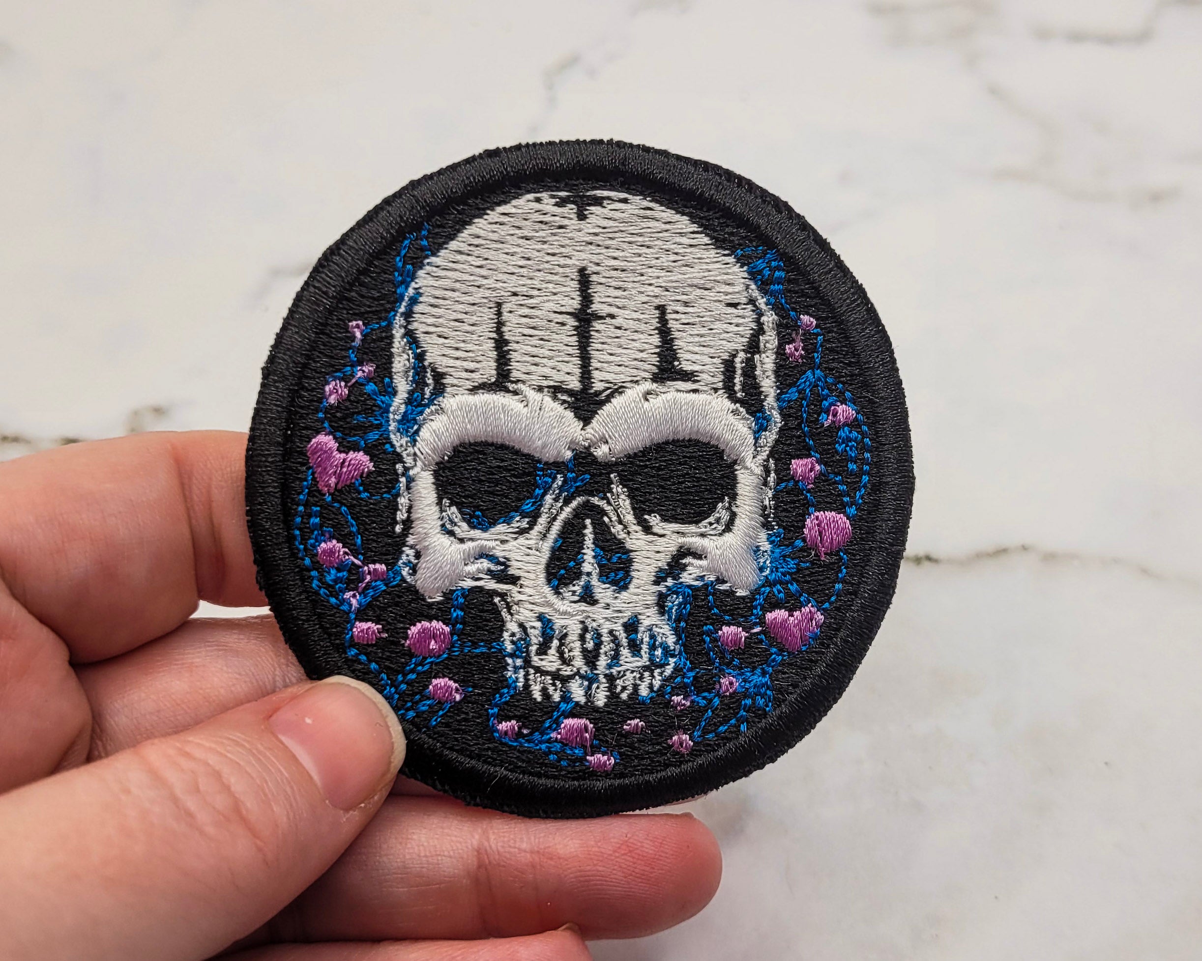 Skull & Hearts Embroidered Patch