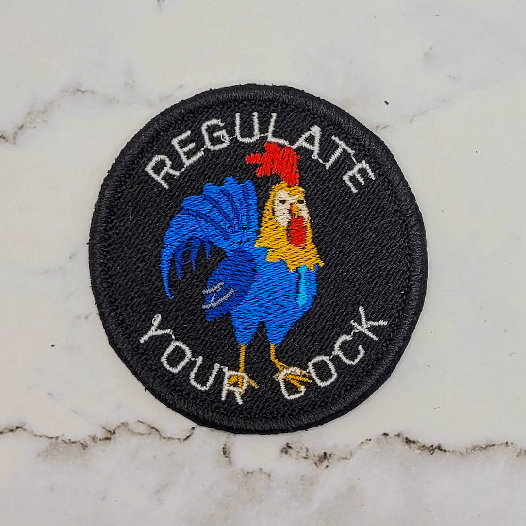Patch brodé « Régulez votre bite » 
