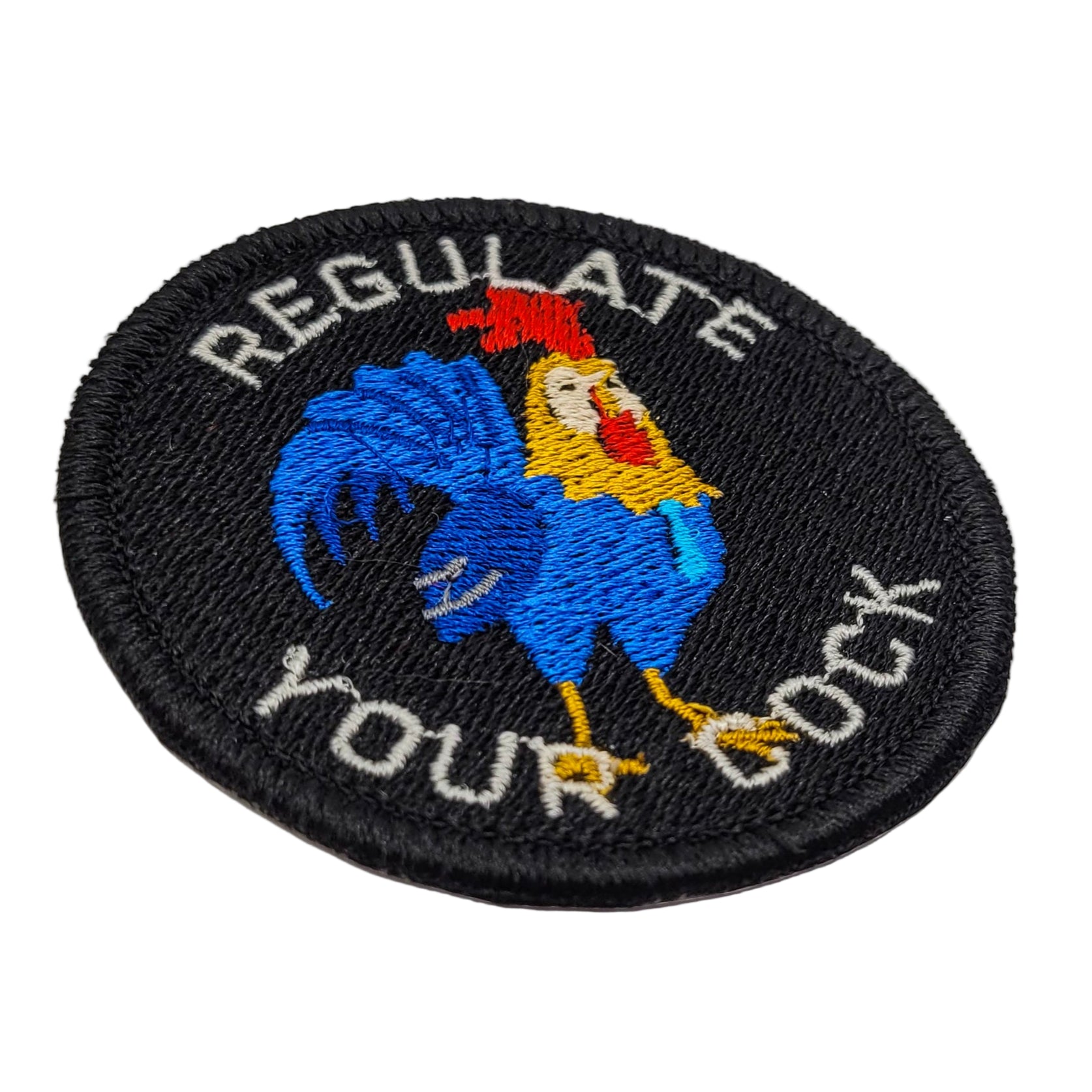 Patch brodé « Régulez votre bite » 