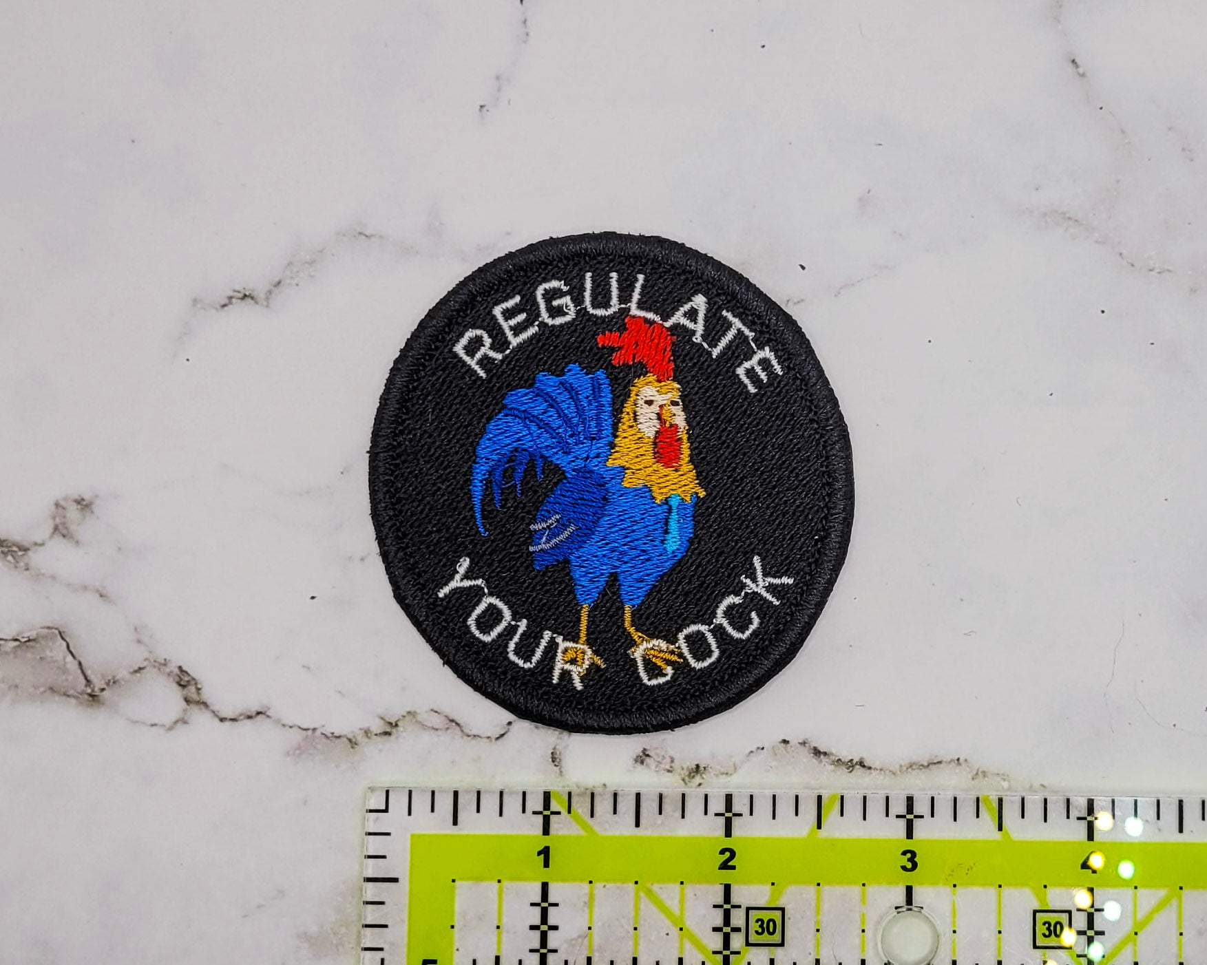 Patch brodé « Régulez votre bite » 