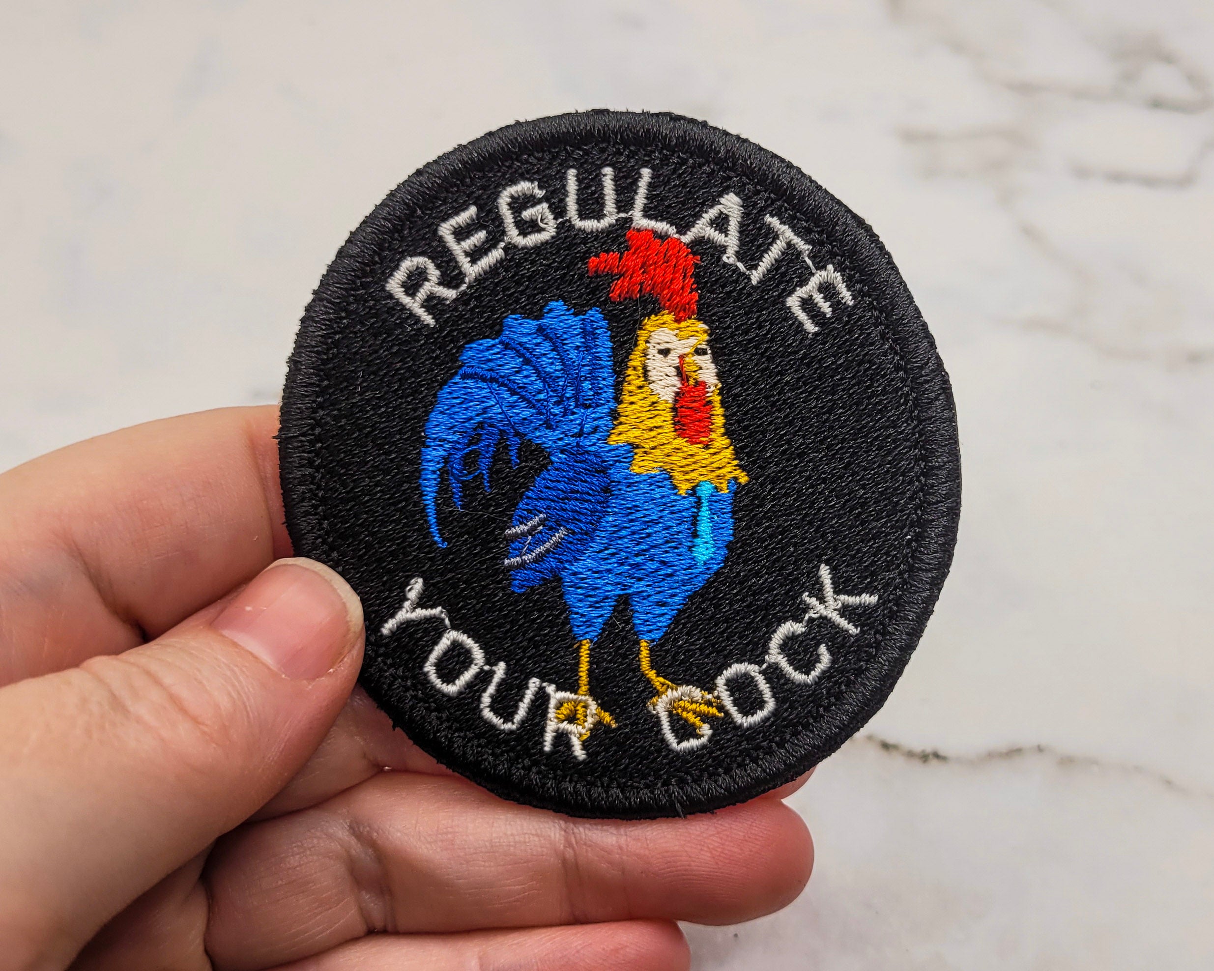 Patch brodé « Régulez votre bite » 