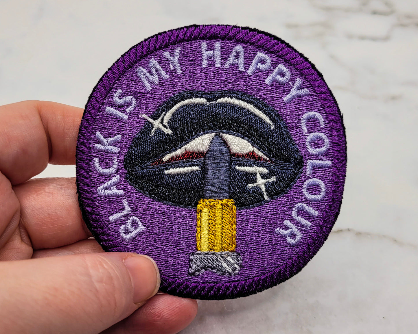 Black is My Happy Colour Embroidered Patch