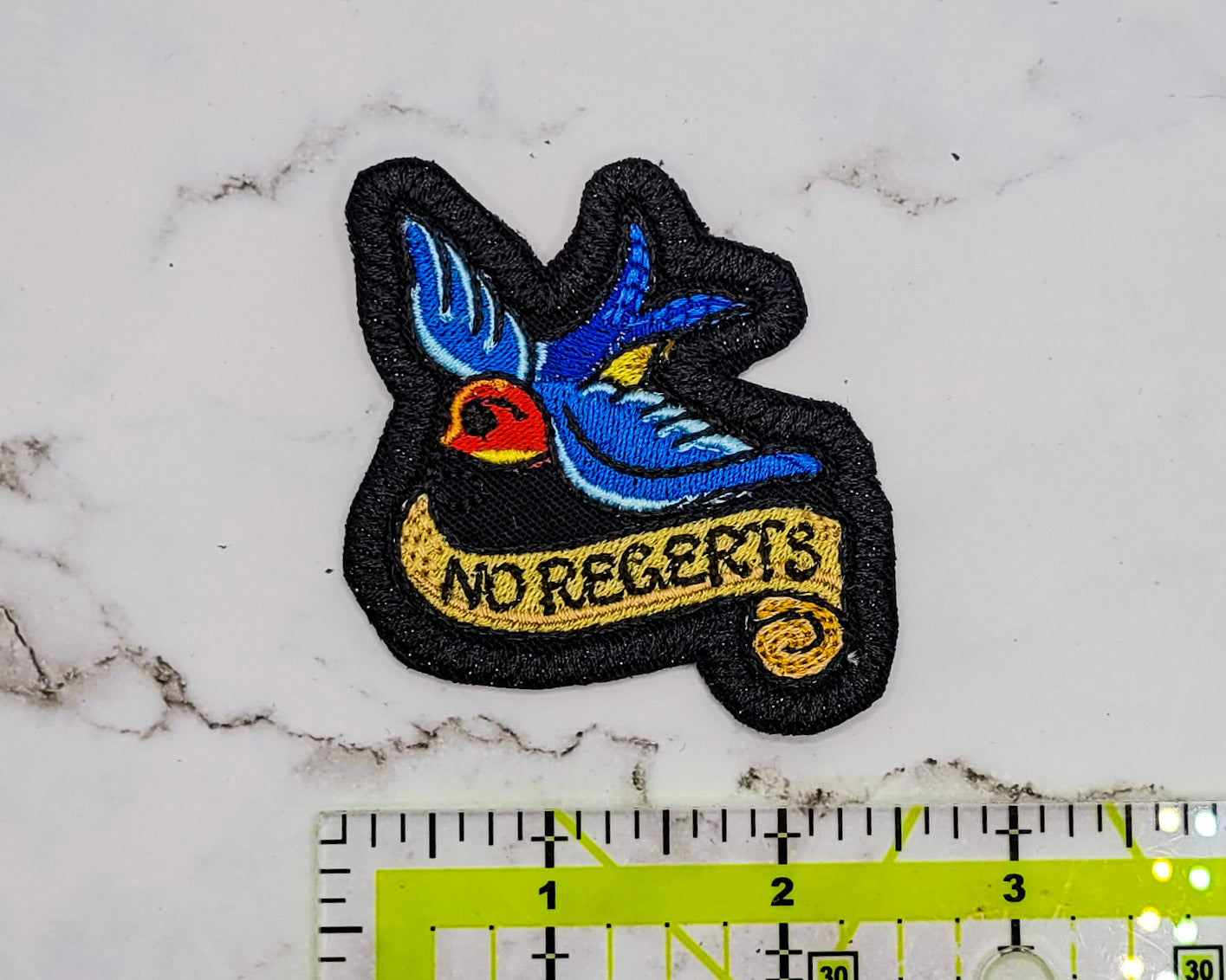 No Regerts Swallow Embroidered Patch