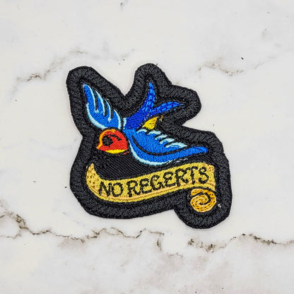 No Regerts Swallow Embroidered Patch