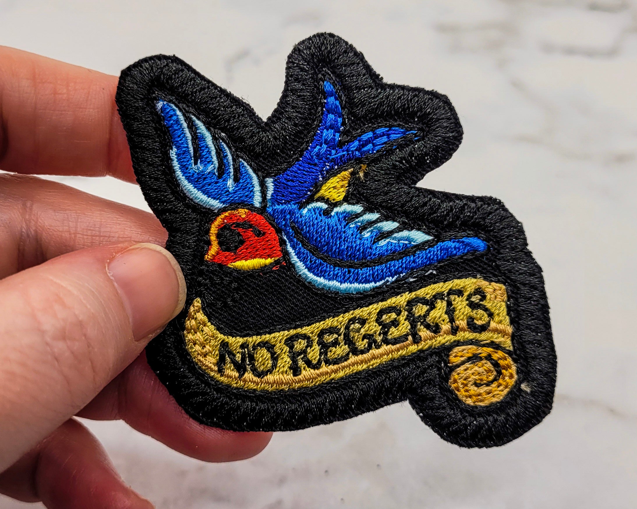 No Regerts Swallow Embroidered Patch