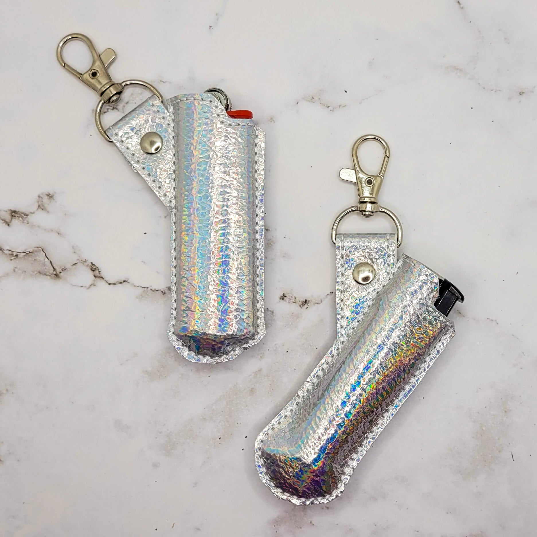 Silver Stone Holographic Lighter Case
