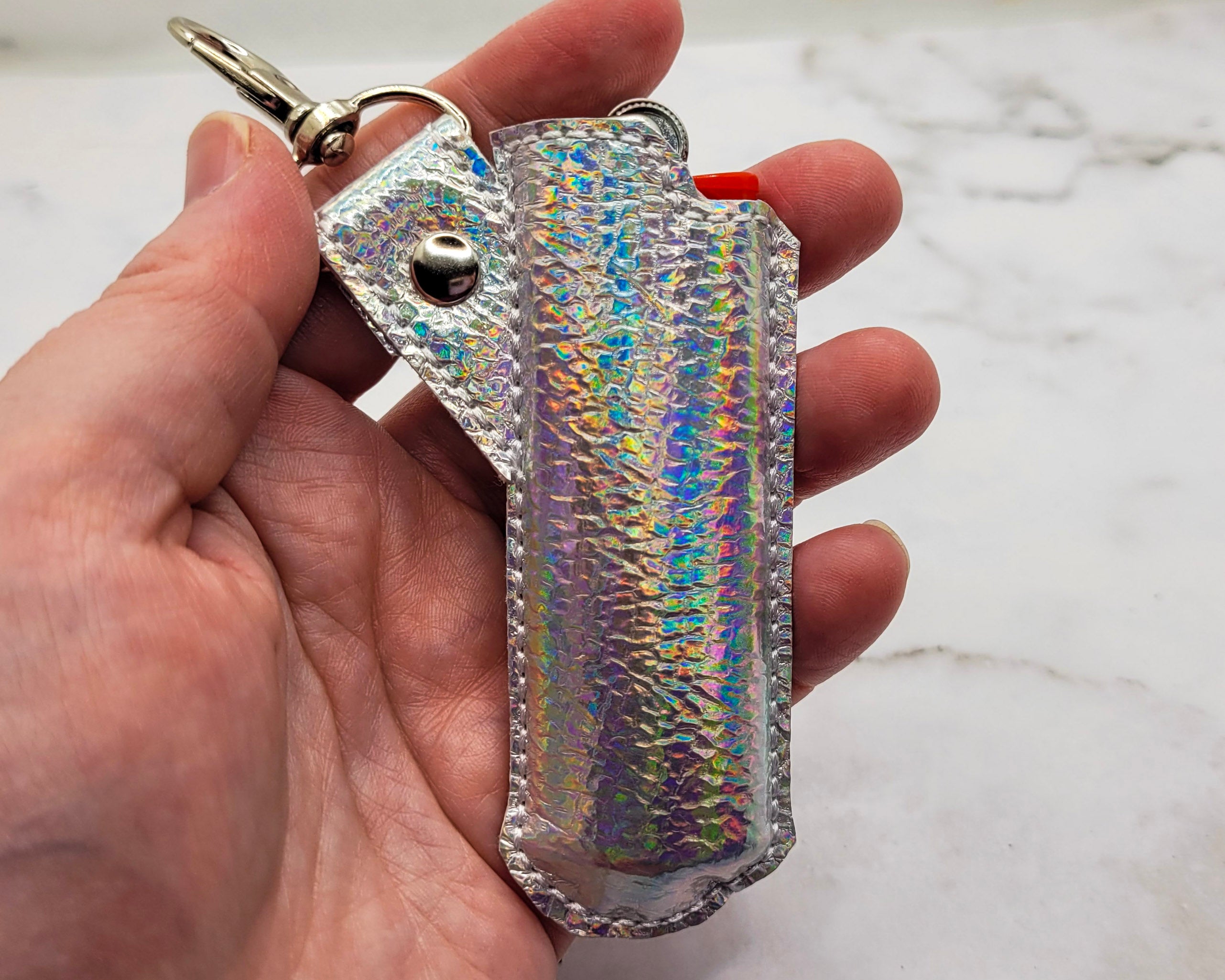 Silver Stone Holographic Lighter Case