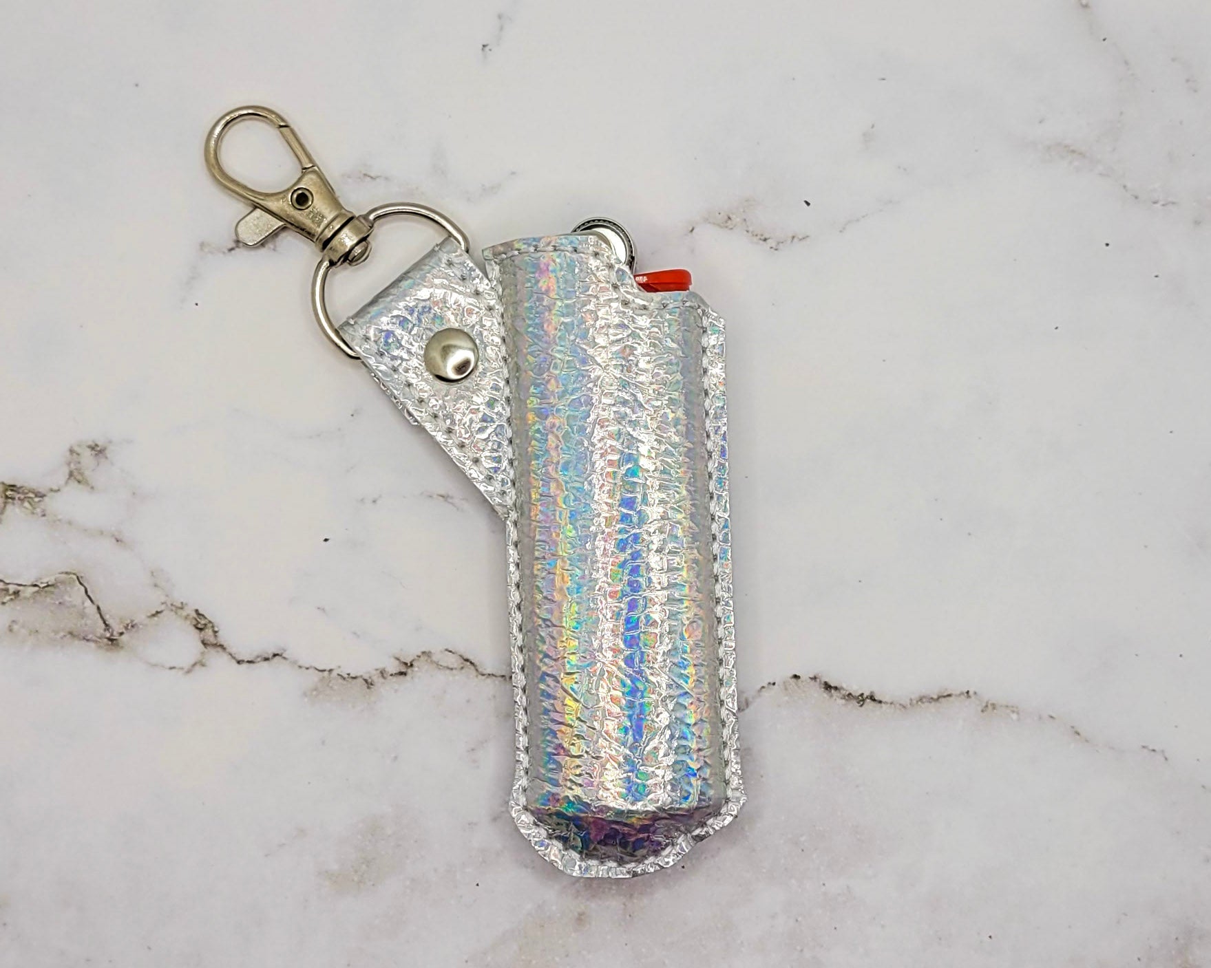 Silver Stone Holographic Lighter Case