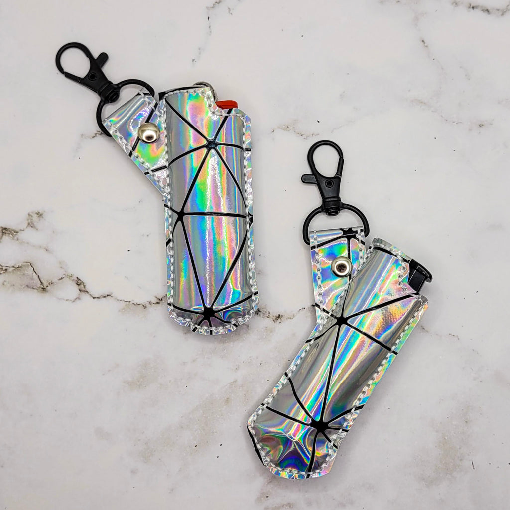 Estuche para encendedor holográfico plateado