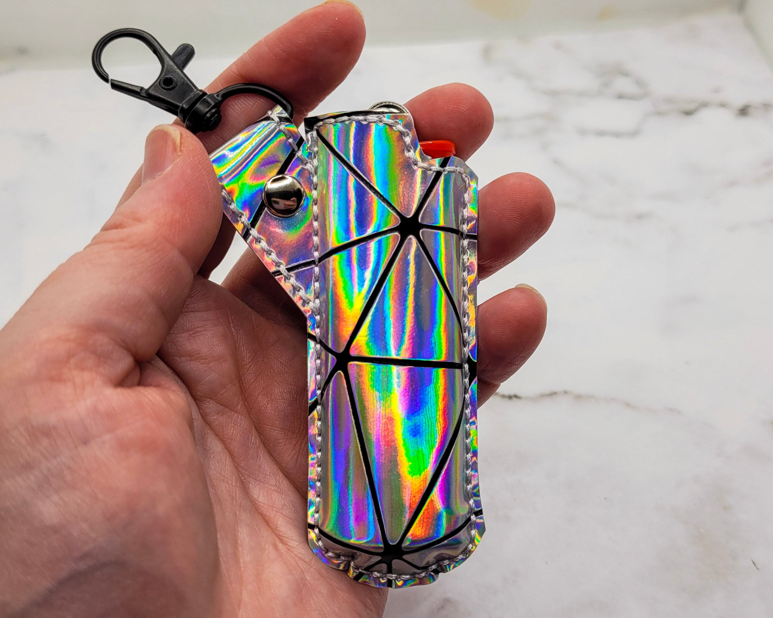Silver Holographic Lighter Case