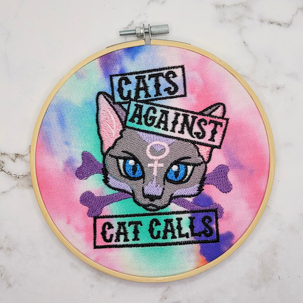 Cats Against Cat Calls Embroidered Wall Hanging - 6" Hoop