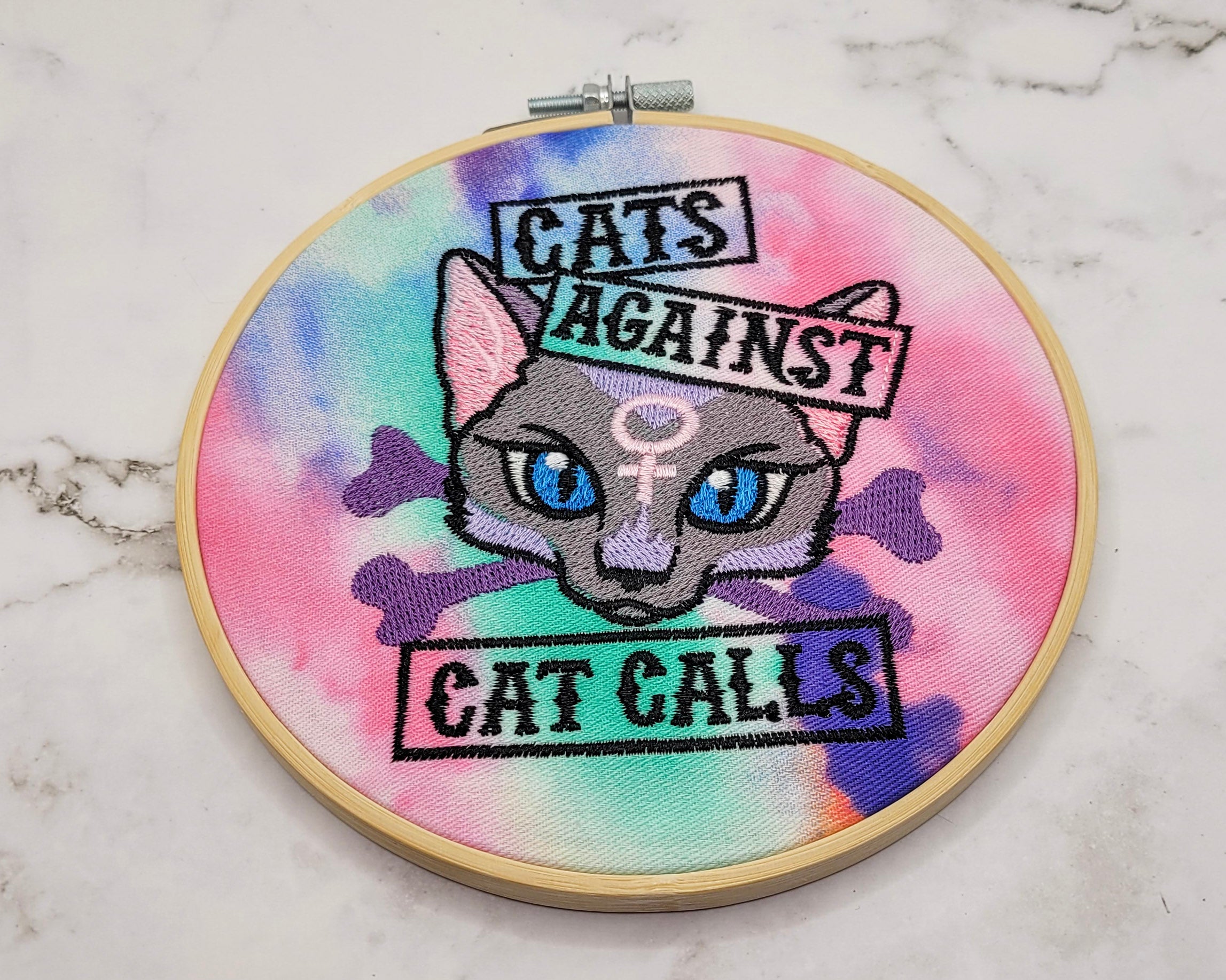 Cats Against Cat Calls Embroidered Wall Hanging - 6" Hoop