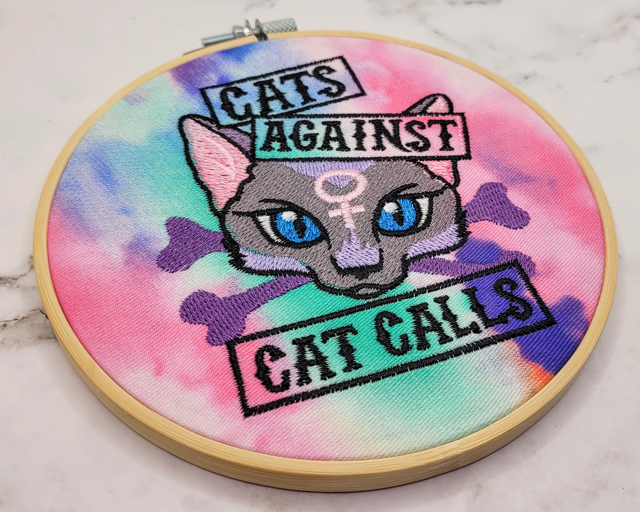 Cats Against Cat Calls Embroidered Wall Hanging - 6" Hoop