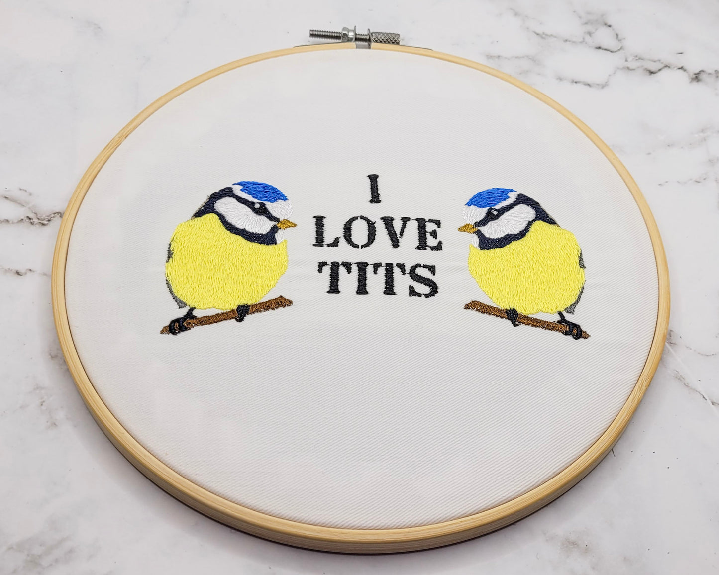 8" I Love Tits Embroidered Wall Hanging