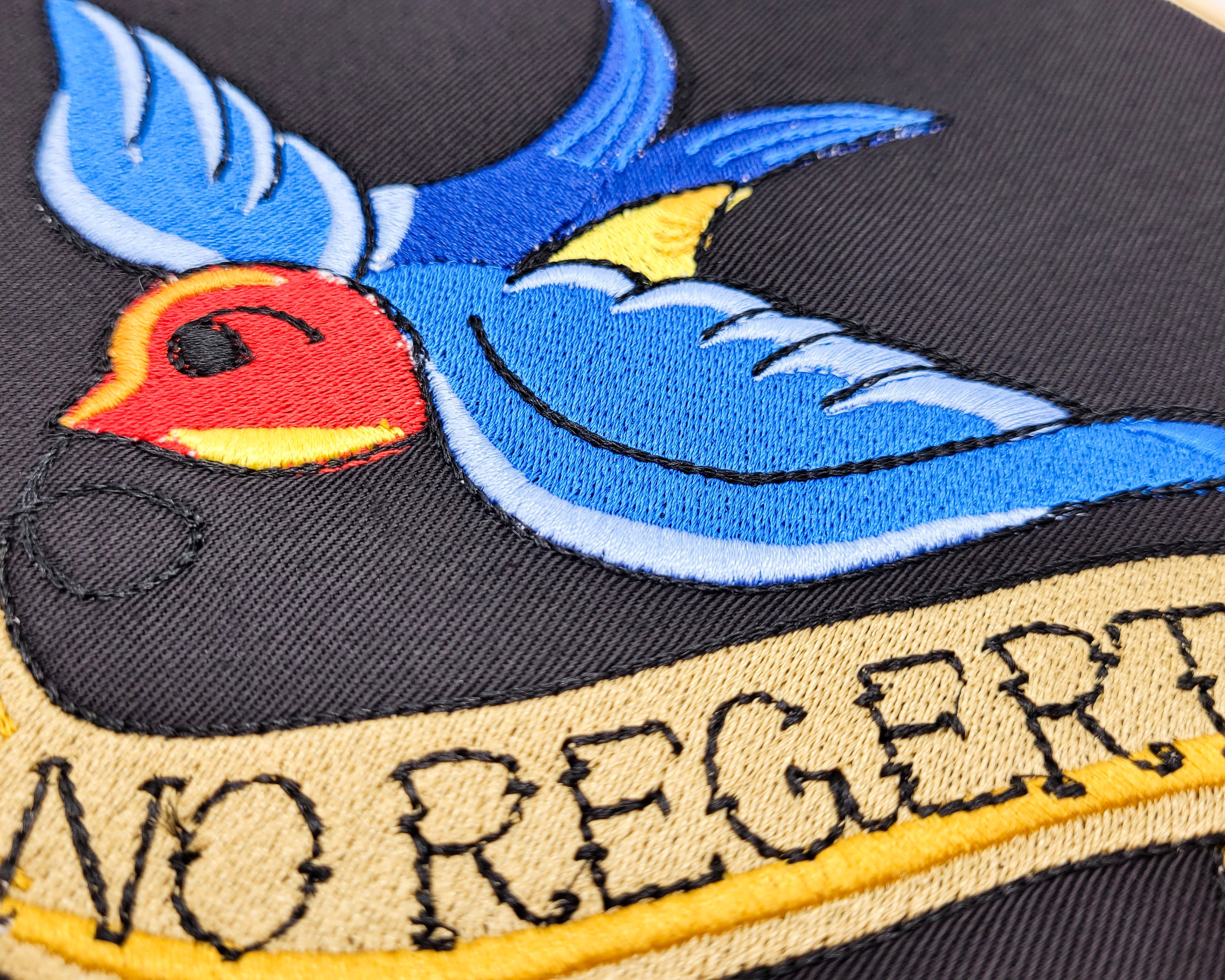 No Regerts Embroidered Wall Hanging - 8" Hoop