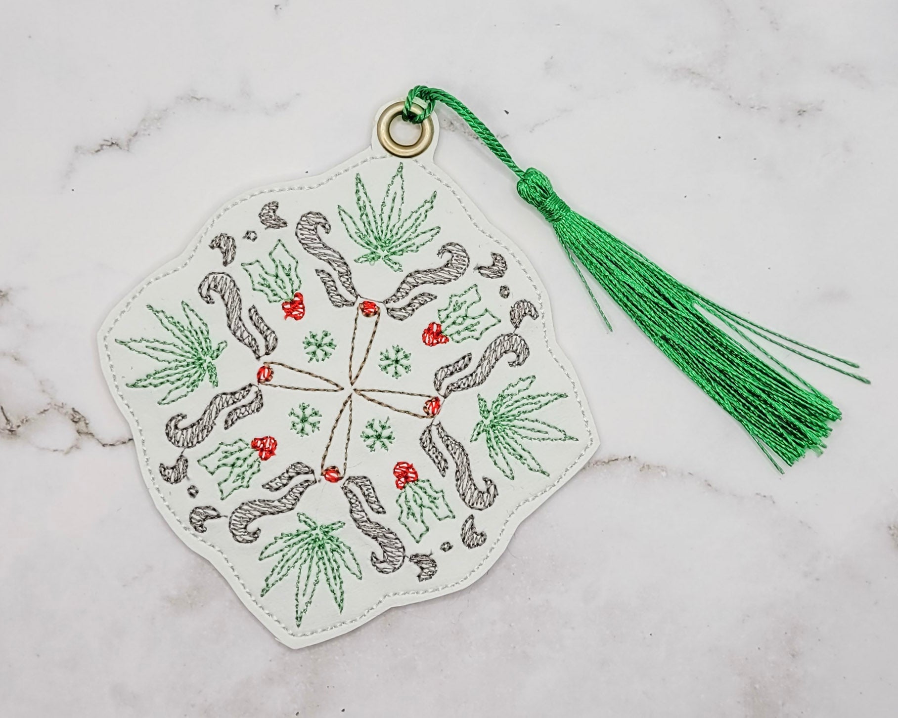 Cannaflake Embroidered Bookmark