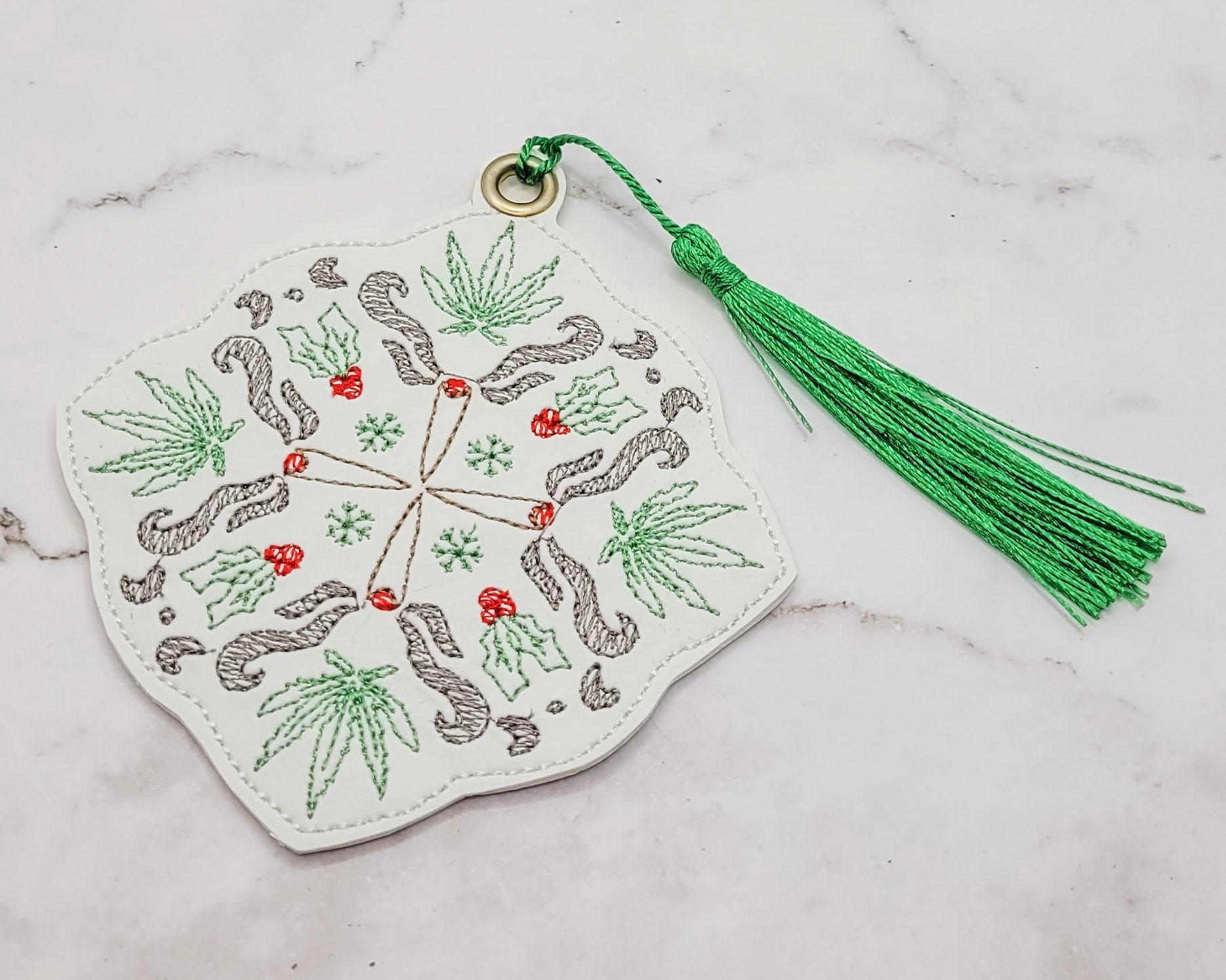 Cannaflake Embroidered Bookmark