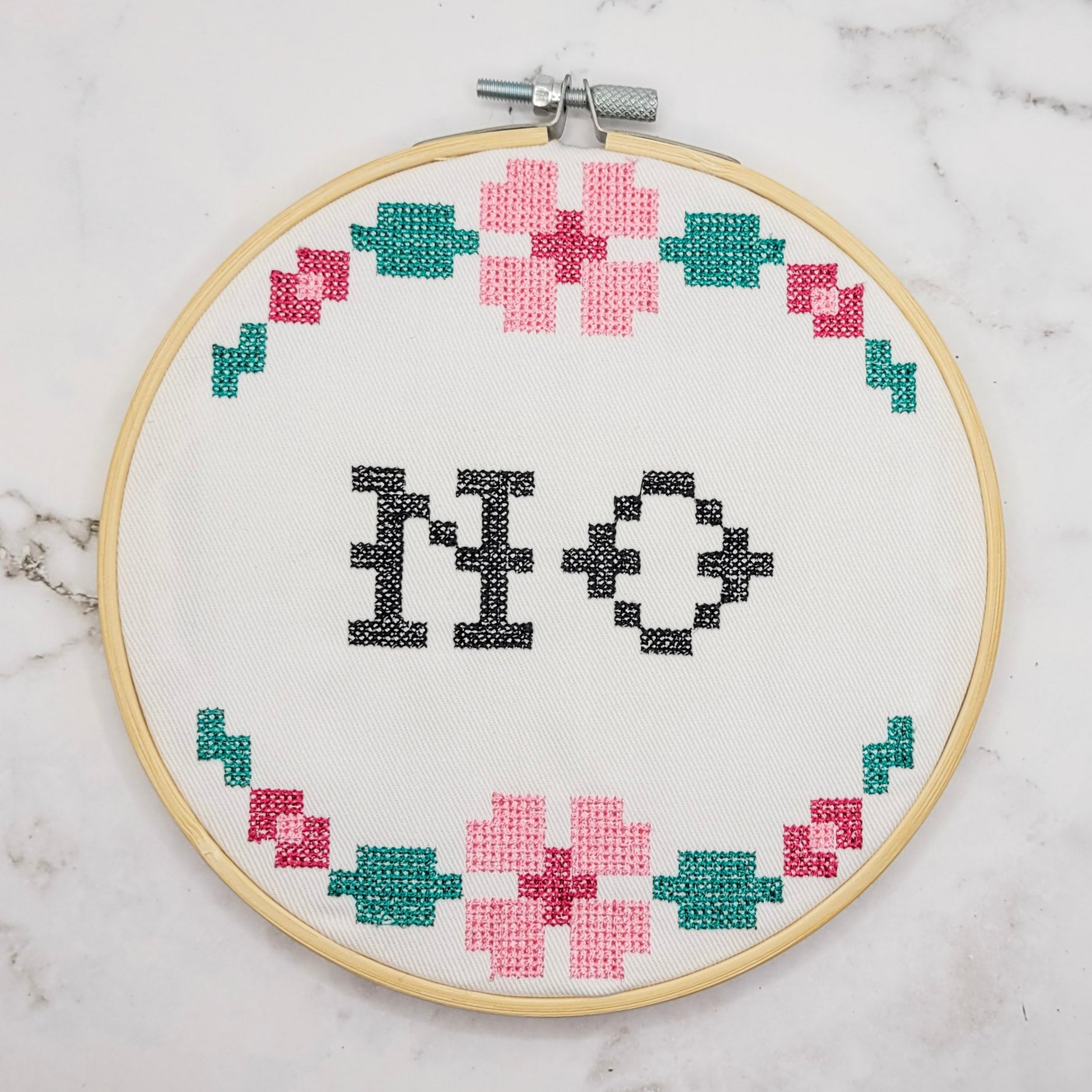 No Embroidered Wall Hanging - 6" Hoop