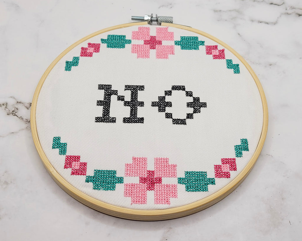 No Embroidered Wall Hanging - 6" Hoop