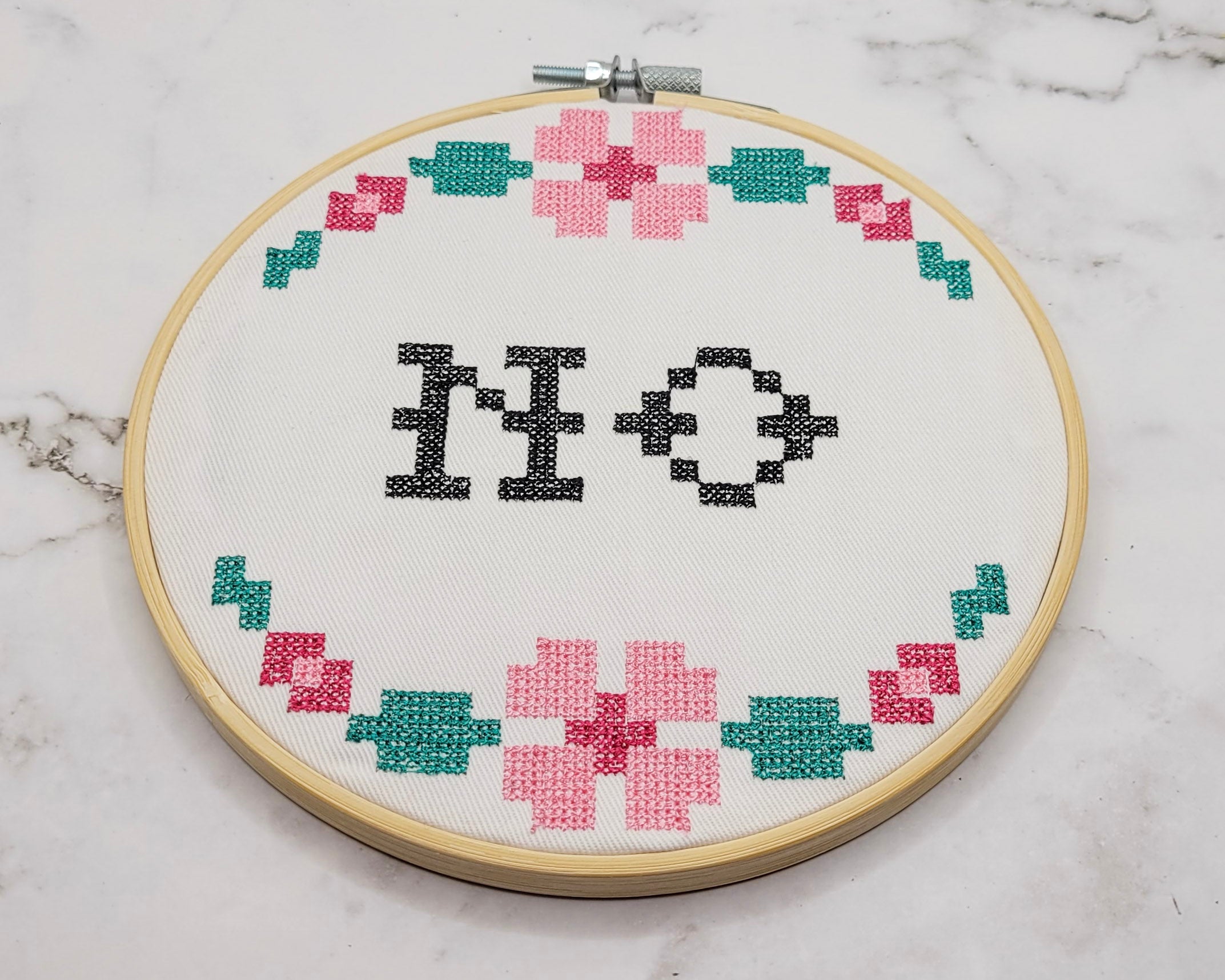 No Embroidered Wall Hanging - 6" Hoop