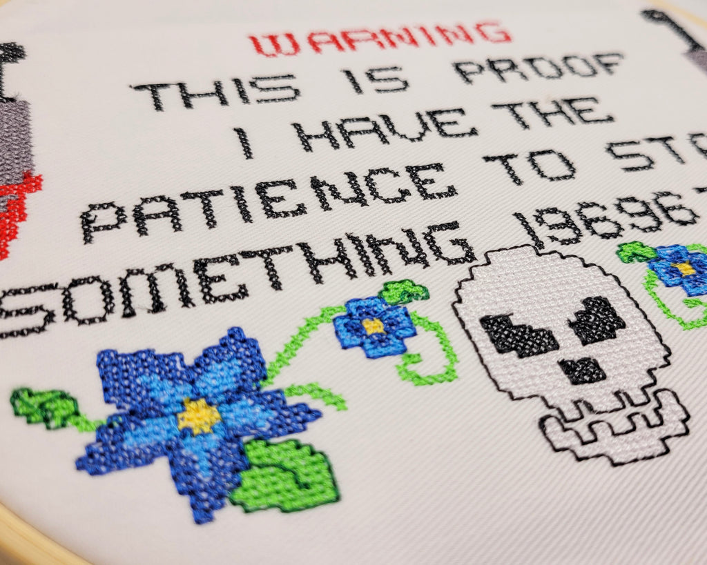 Patience To Stab Embroidered Wall Hanging - 8" Hoop