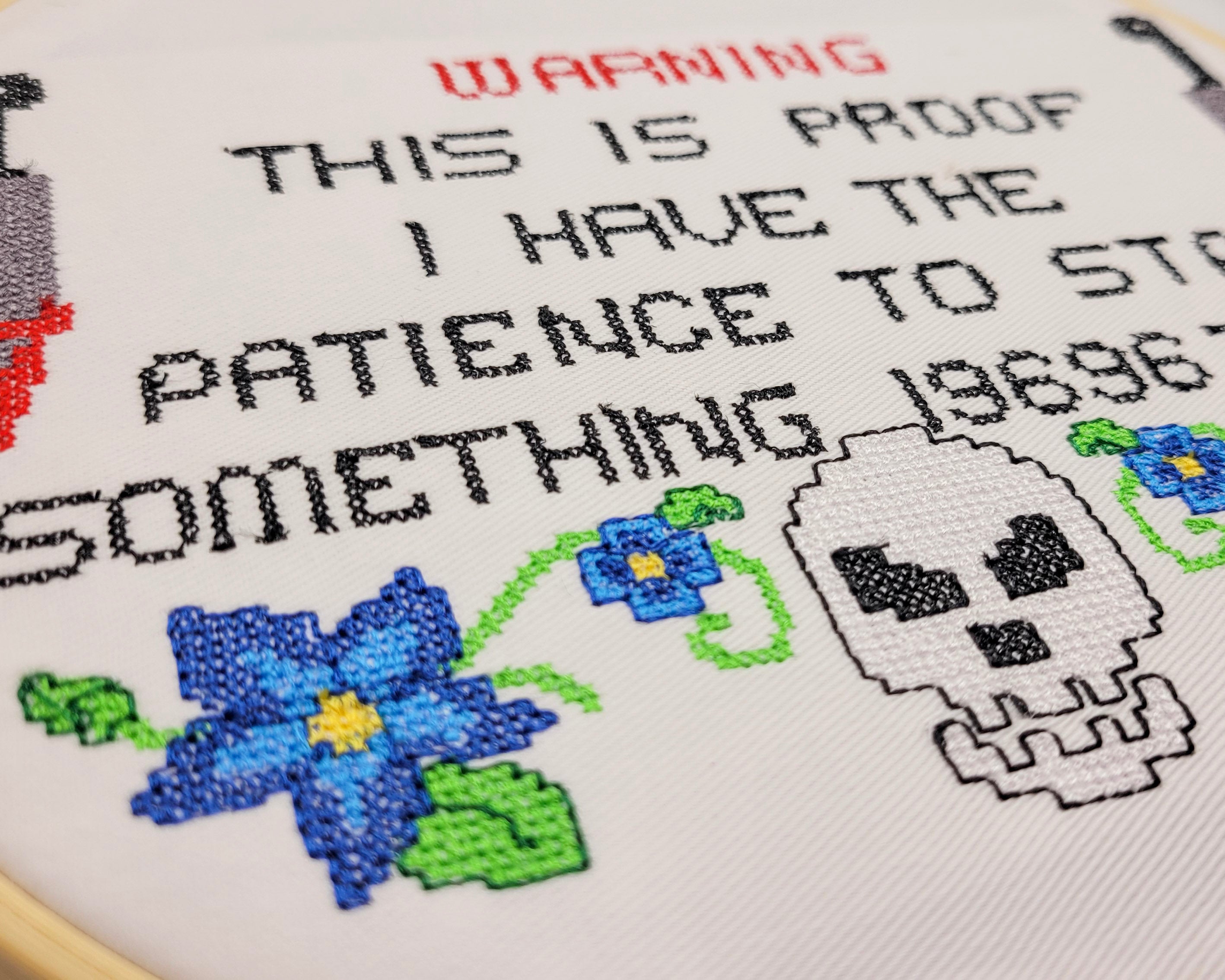 Patience To Stab Embroidered Wall Hanging - 8" Hoop