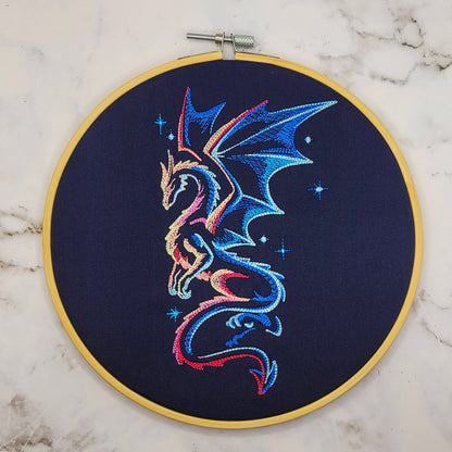 Mystical Dragon Embroidered Wall Hanging - 8" Hoop