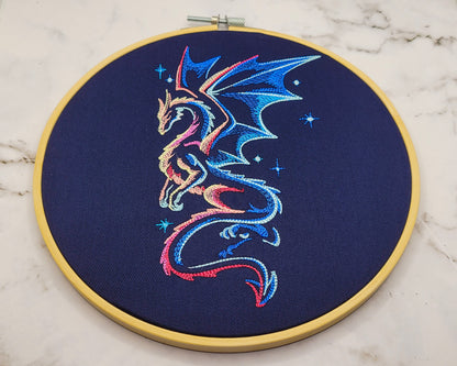 Mystical Dragon Embroidered Wall Hanging - 8" Hoop