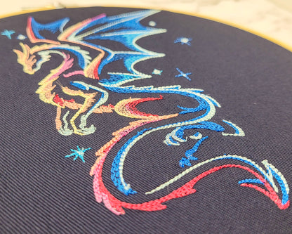 Mystical Dragon Embroidered Wall Hanging - 8" Hoop