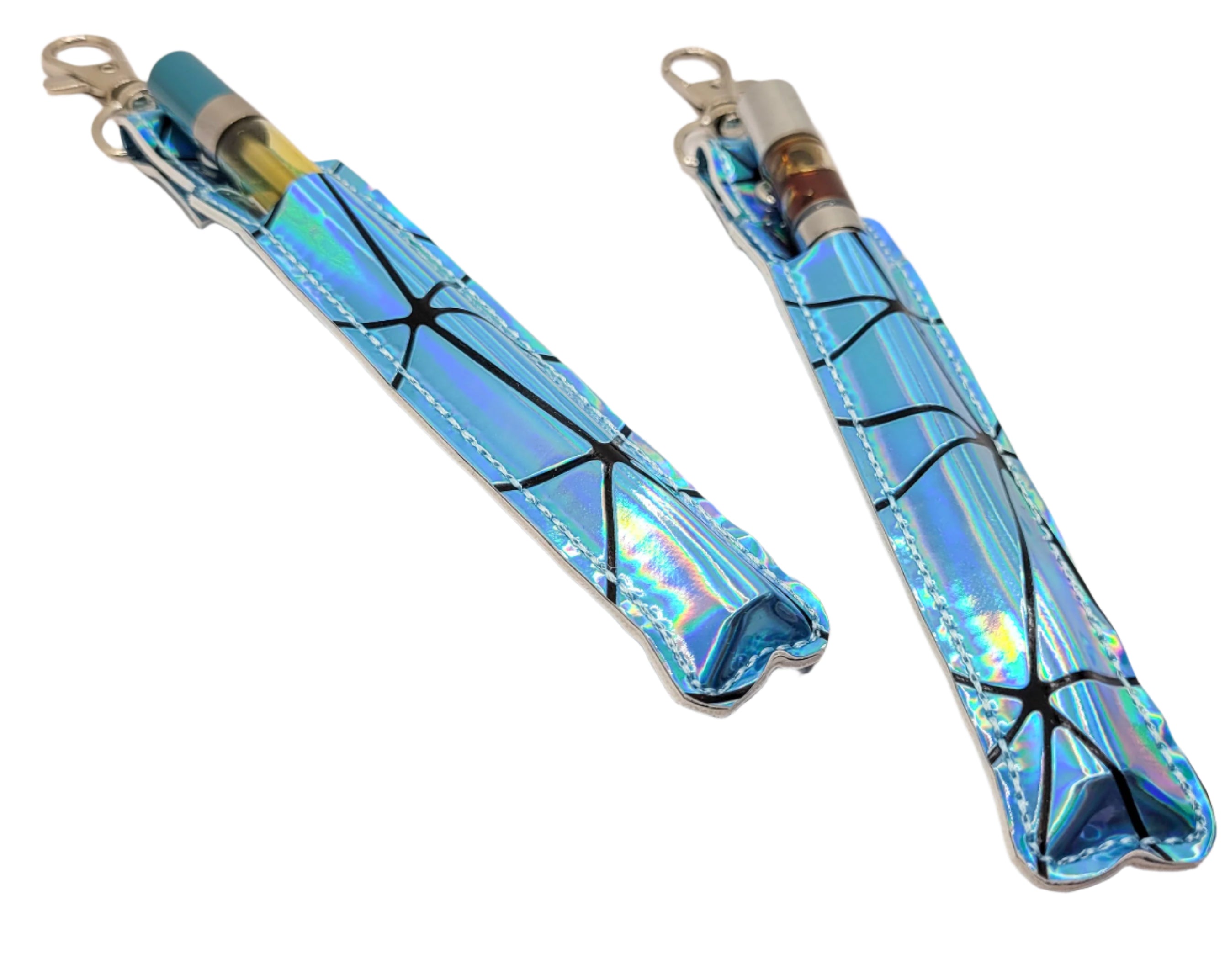 Estuche y soporte holográfico azul para vaporizador