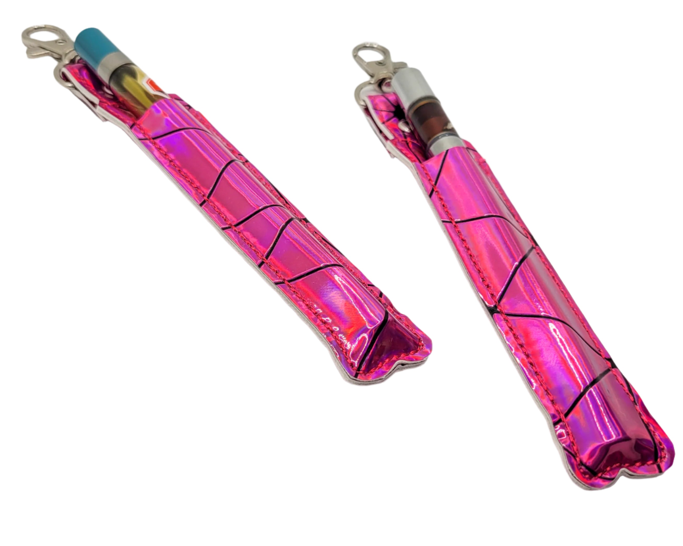 Estuche y soporte para vaporizador holográfico rosa