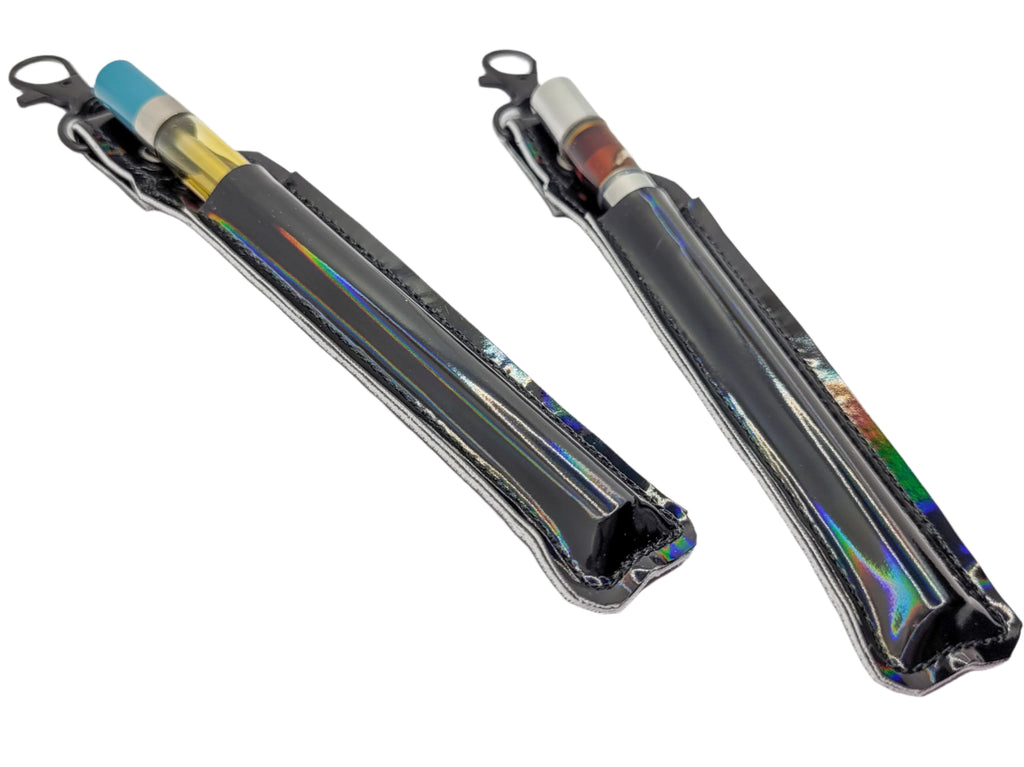 Estuche y soporte para bolígrafo holográfico negro