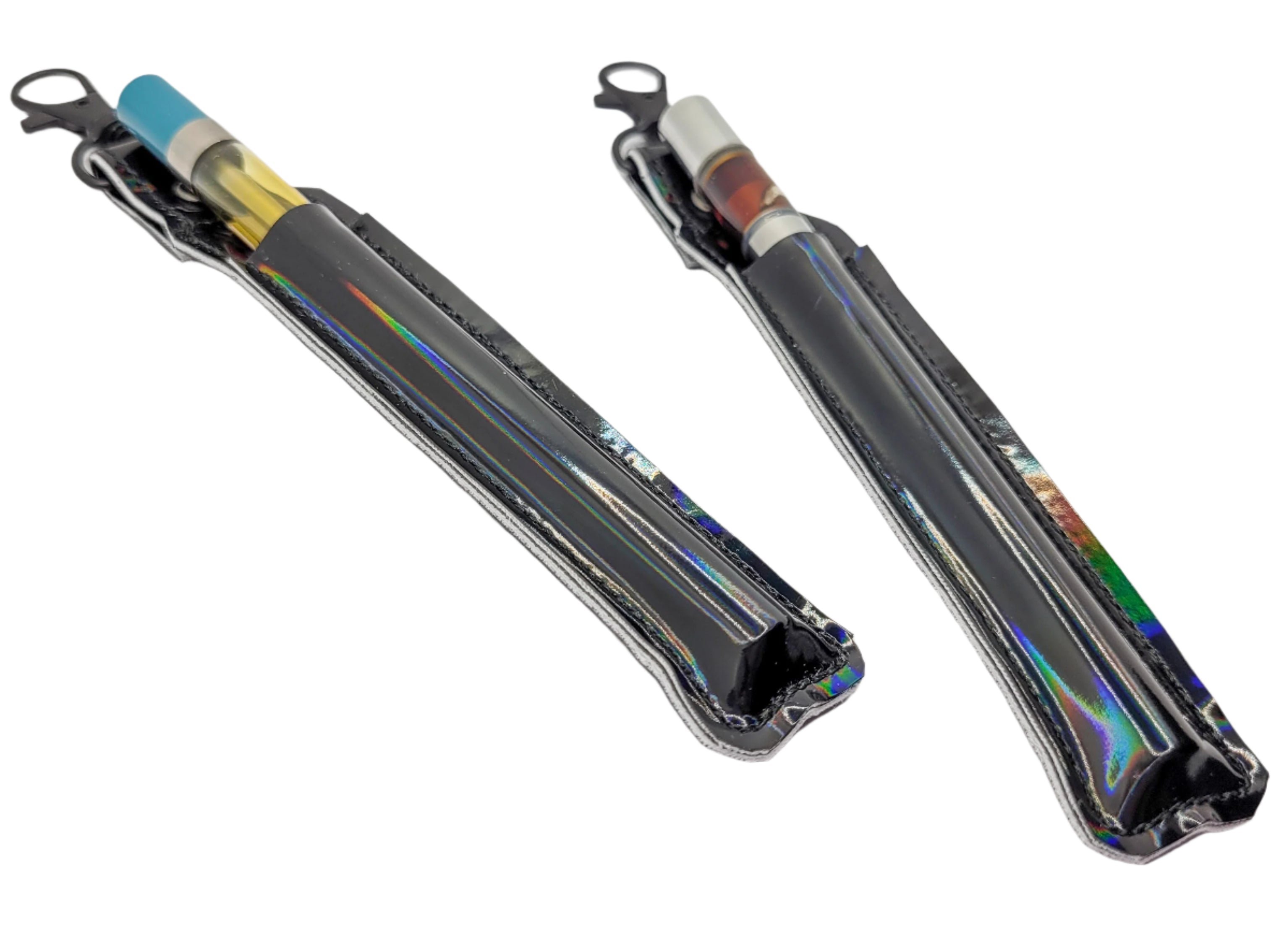 Estuche y soporte para bolígrafo holográfico negro