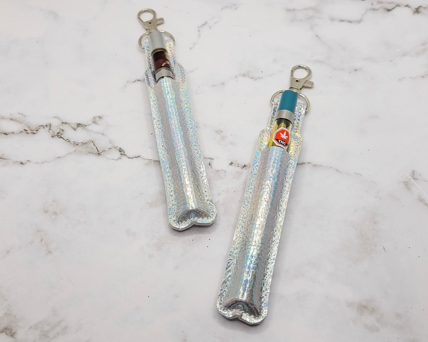 Silver Stone Holographic Pen Holder & Case