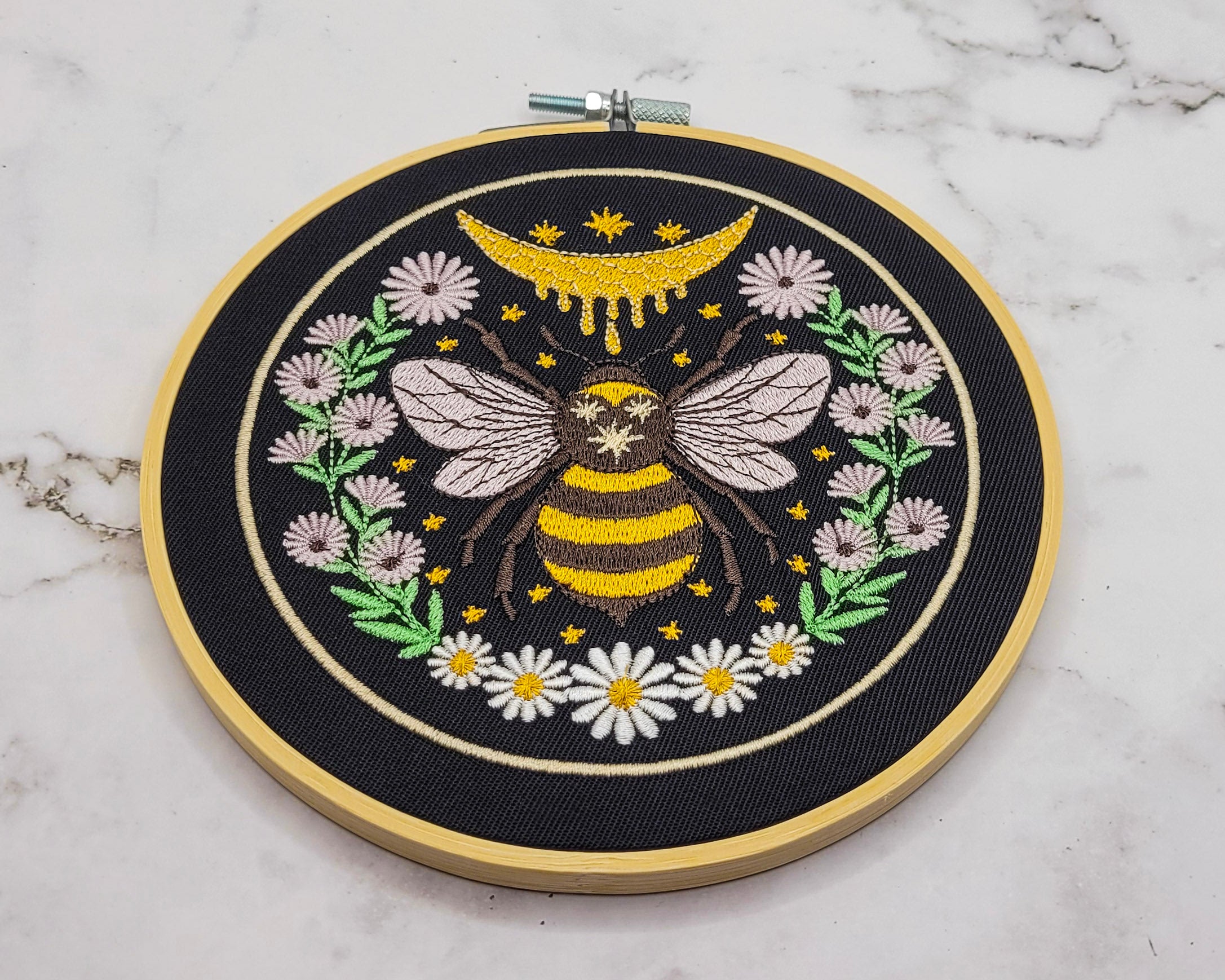 Bee & Honey Embroidered Wall Hanging - 6" Hoop