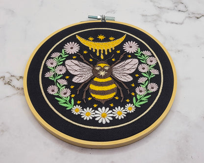 6" Bee & Honey Embroidered Wall Hanging