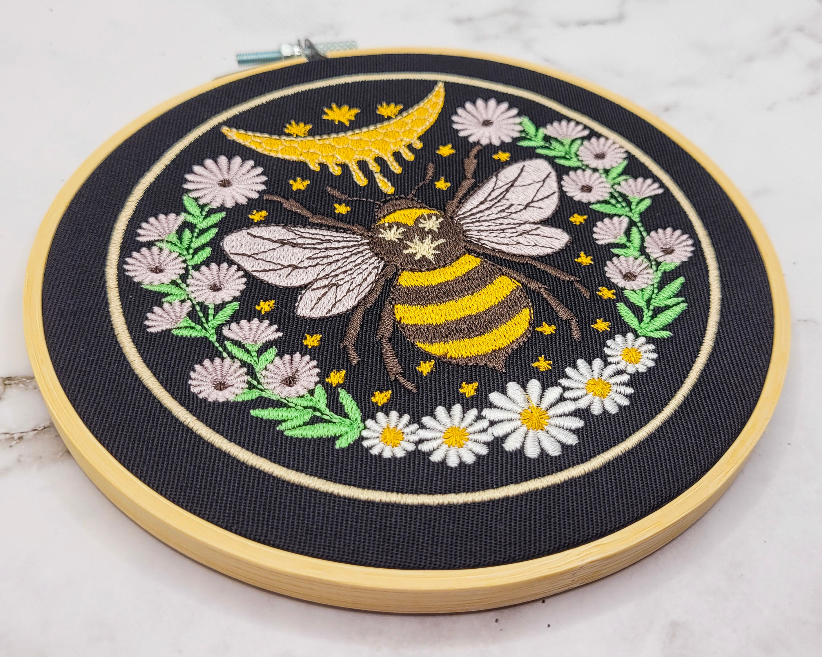 Bee & Honey Embroidered Wall Hanging - 6" Hoop