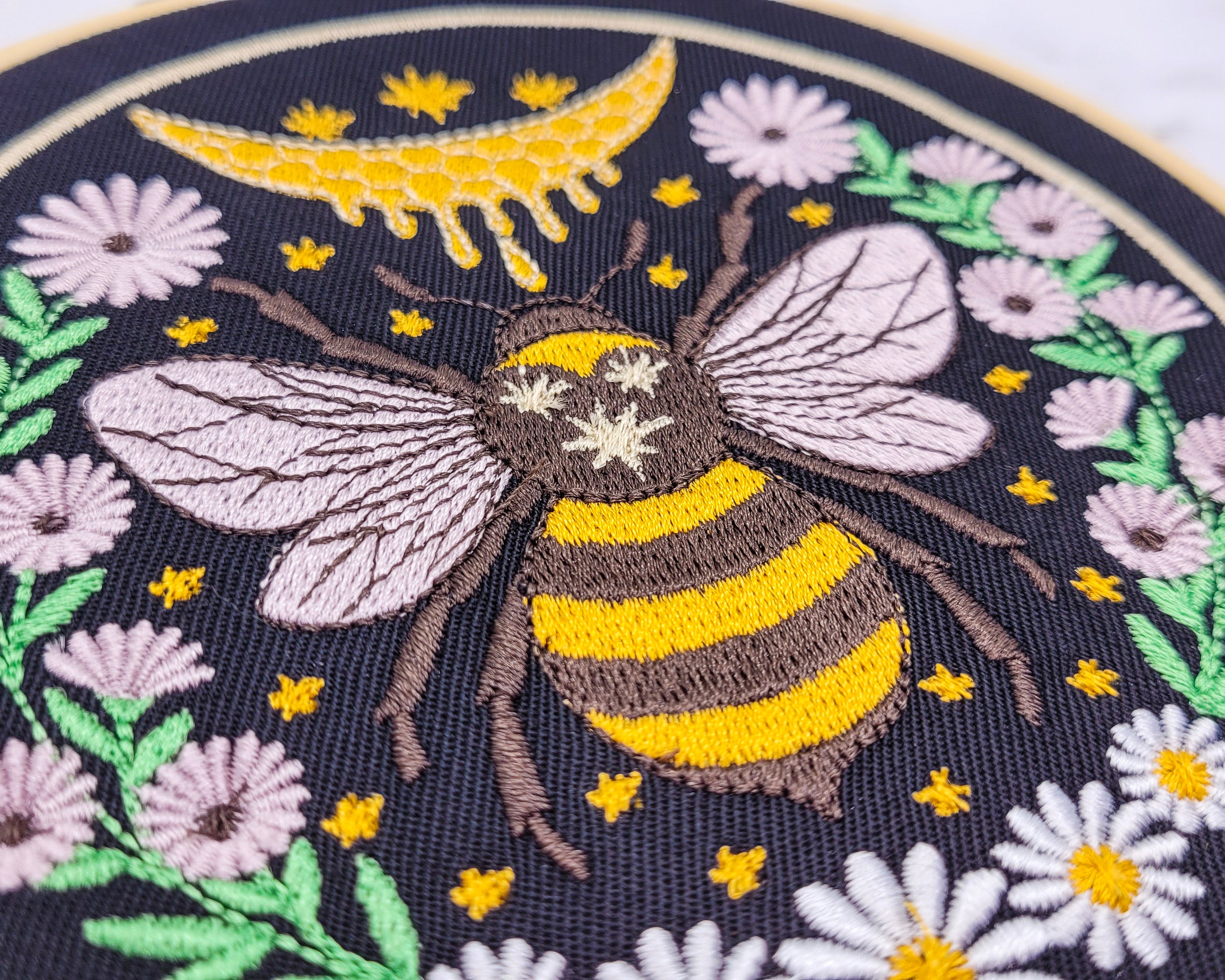 Bee & Honey Embroidered Wall Hanging - 6" Hoop