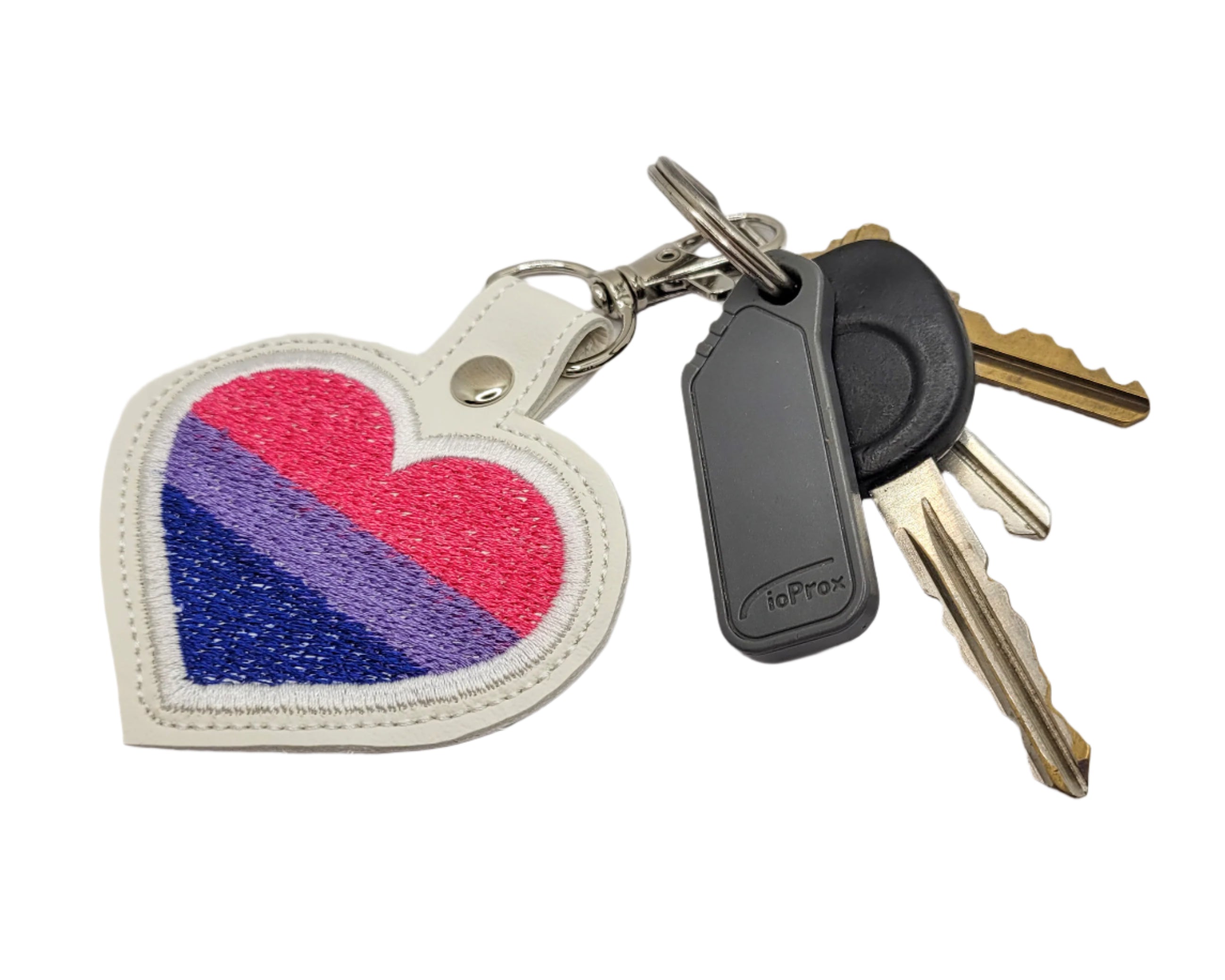 Bisexual Flag Heart Vinyl Embroidered Keychain