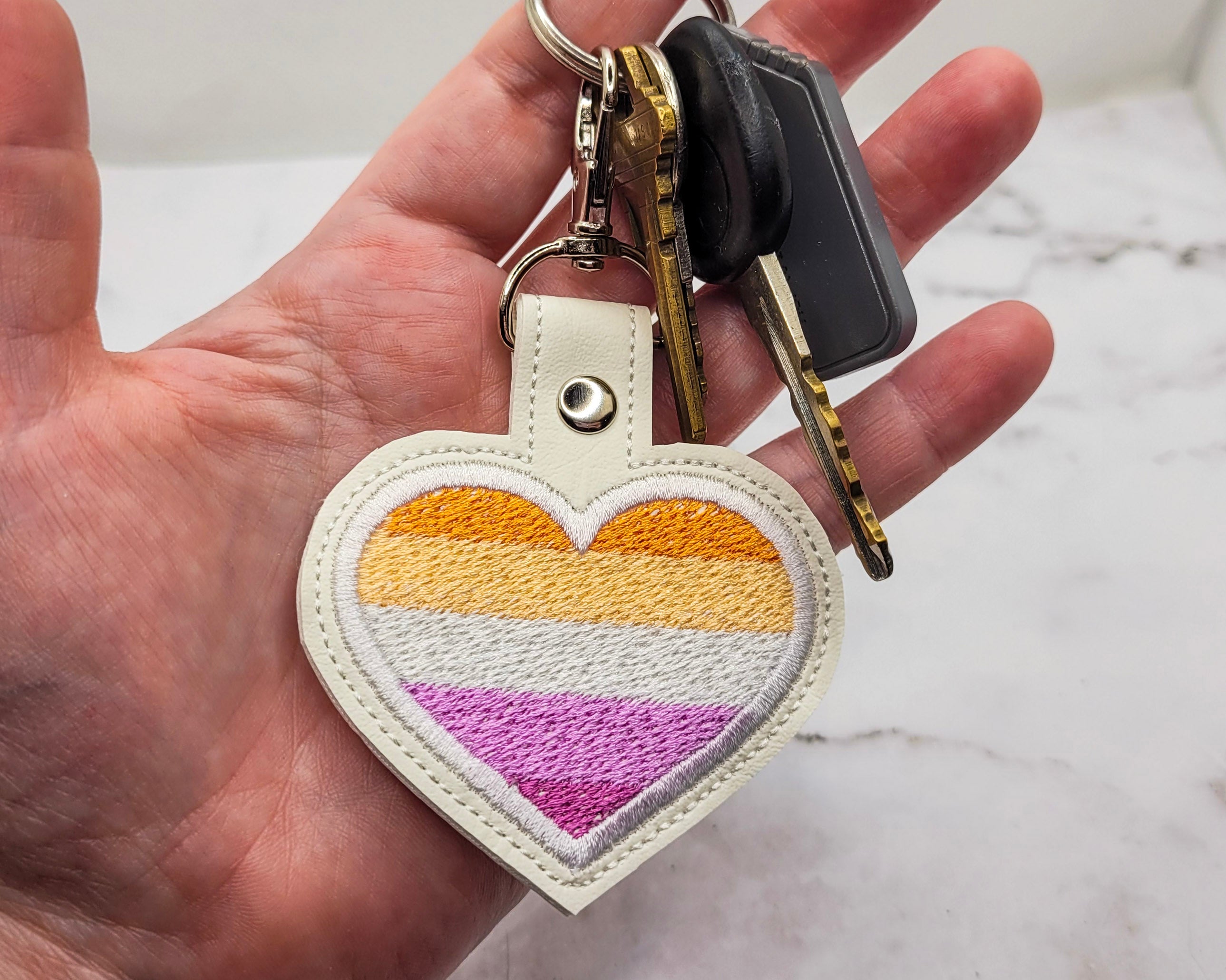 Lesbian Flag Heart Vinyl Keychain