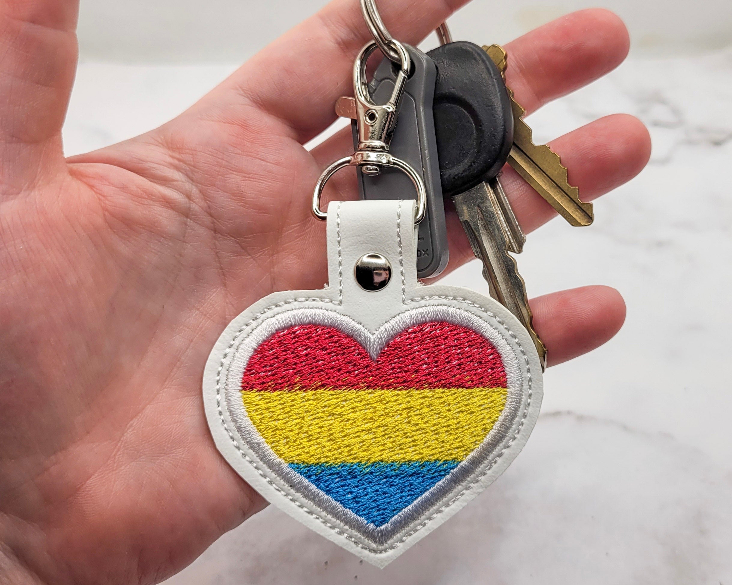 Pansexual Flag Heart Vinyl Keychain