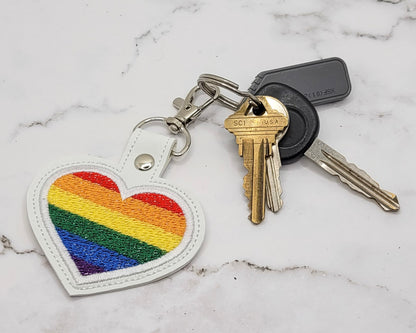 Pride Flag Heart Vinyl Keychain