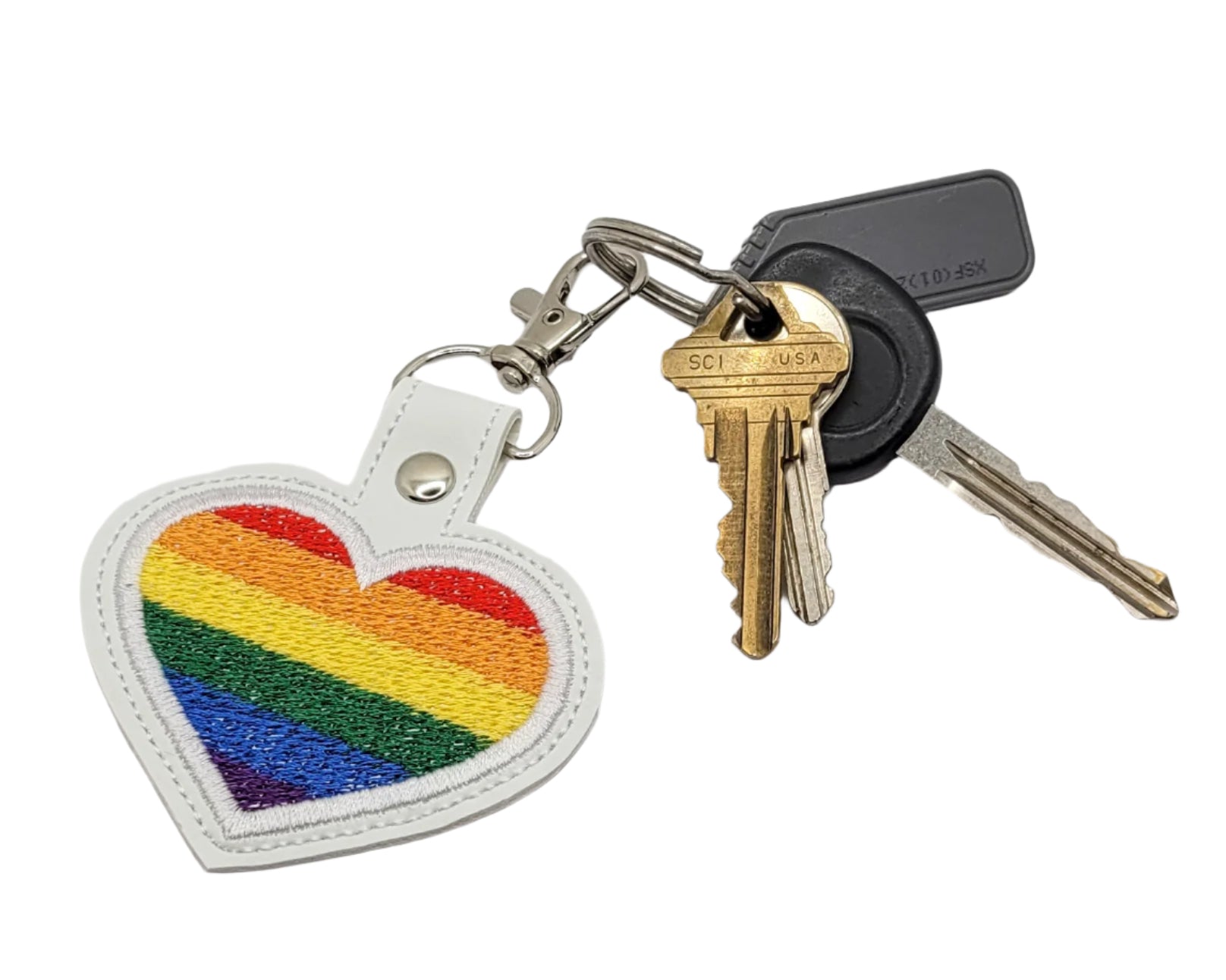 Pride Flag Heart Vinyl Keychain