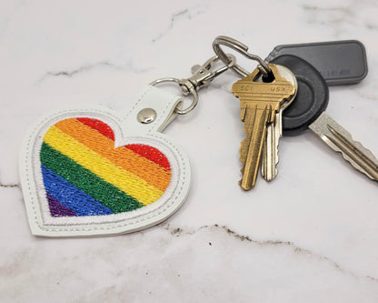 Pride Flag Heart Vinyl Keychain