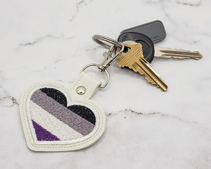 Asexual Flag Heart Vinyl Keychain
